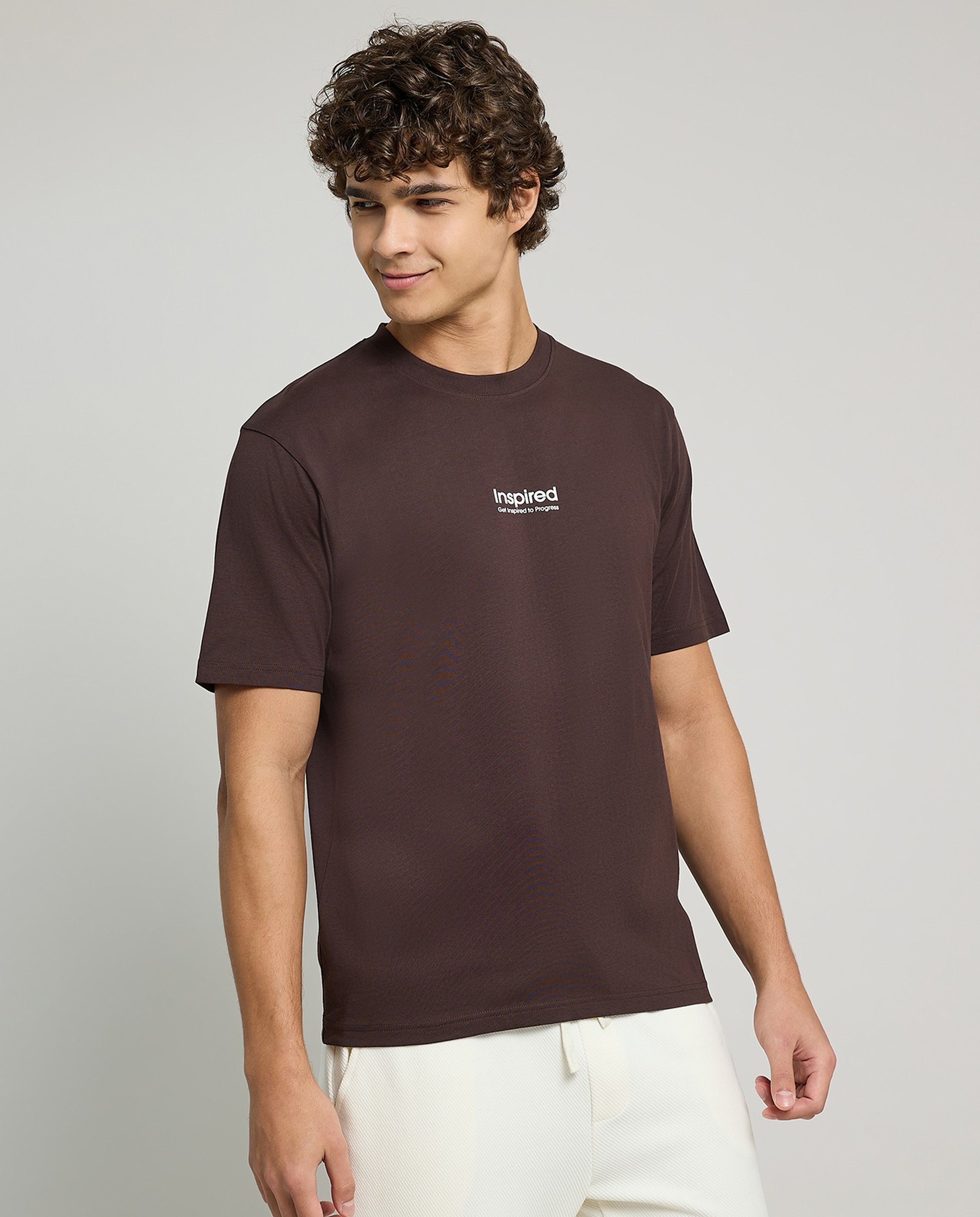 Typography Print T-Shirt with Crew Neck and Short Sleeves