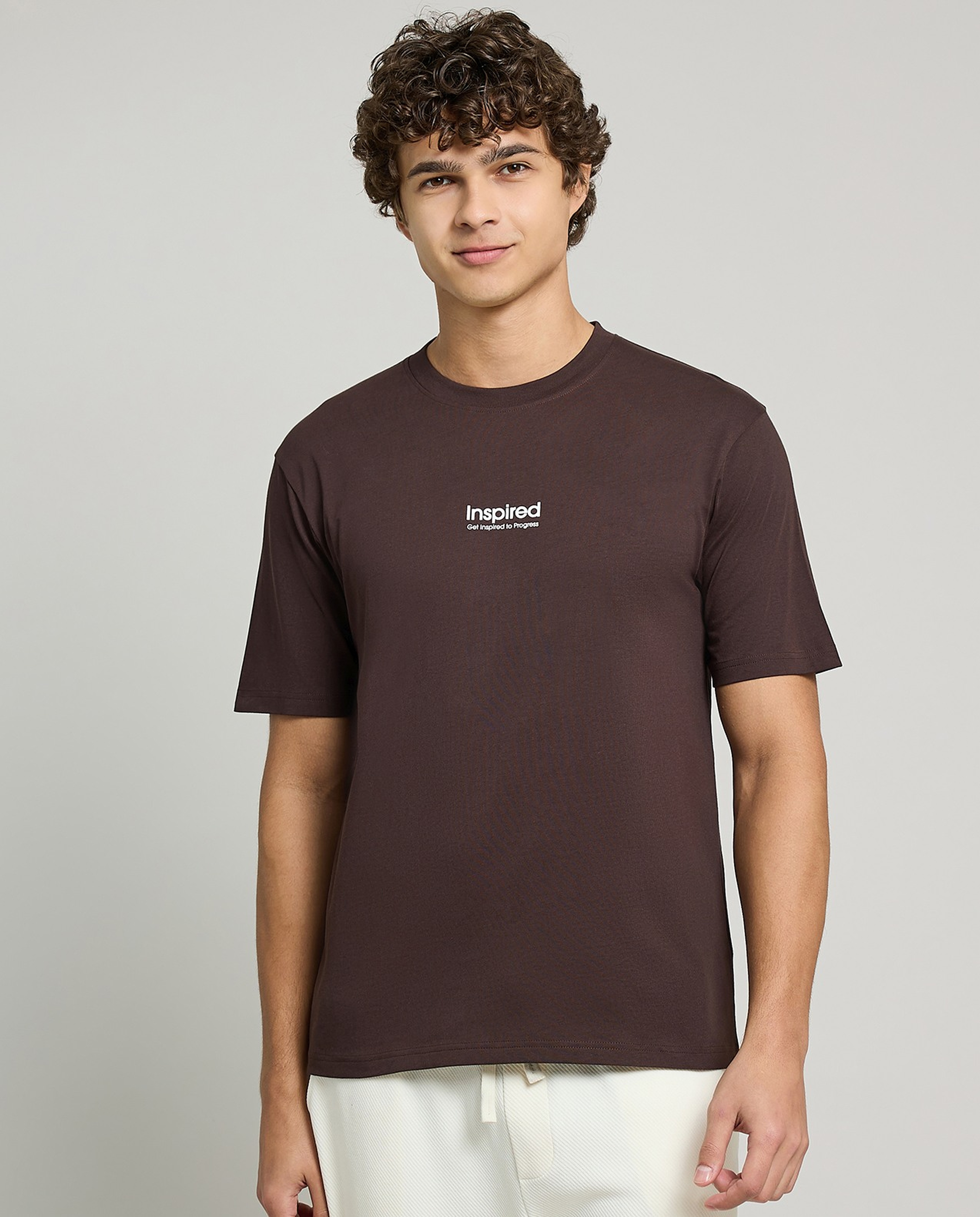 Typography Print T-Shirt with Crew Neck and Short Sleeves