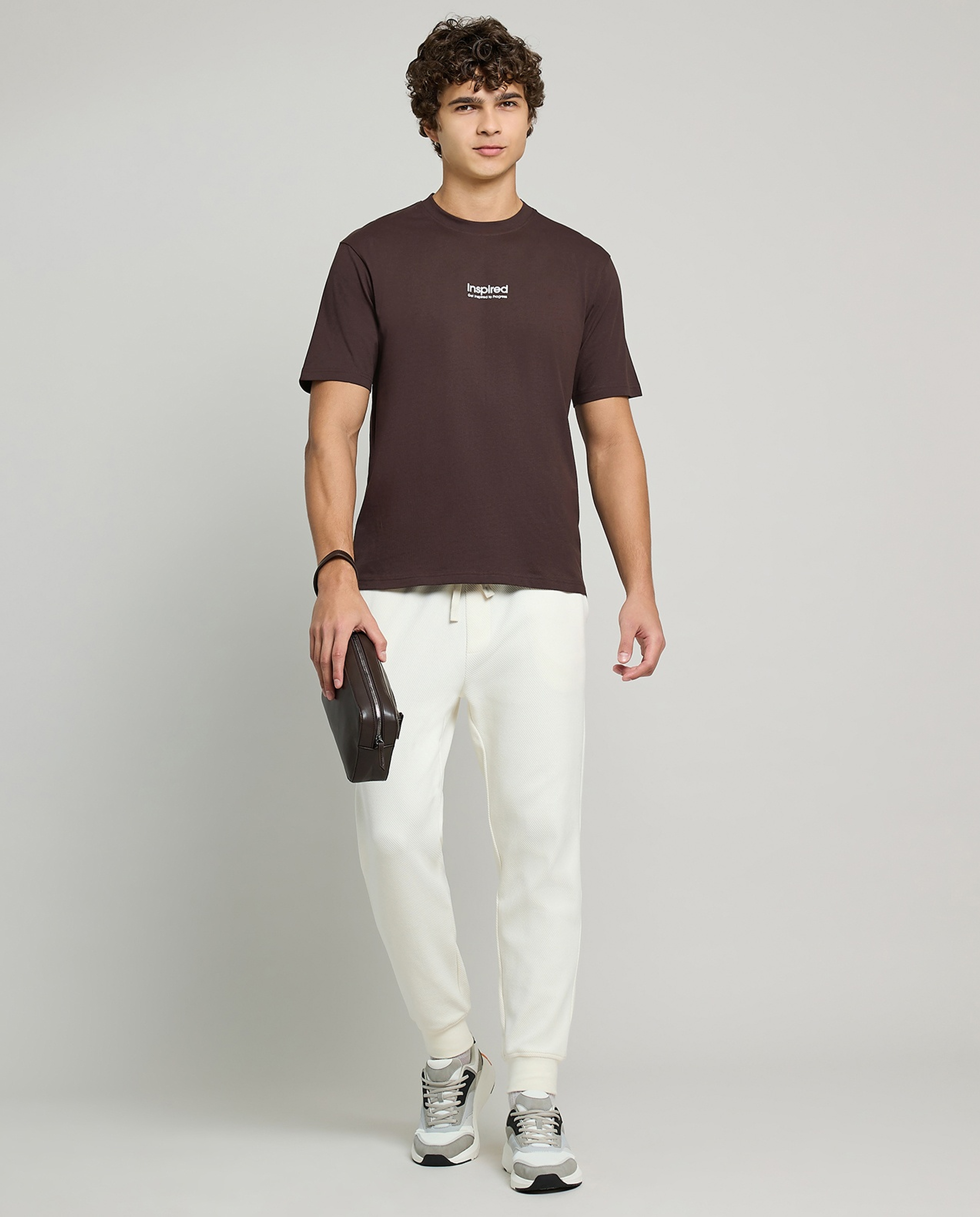 Typography Print T-Shirt with Crew Neck and Short Sleeves