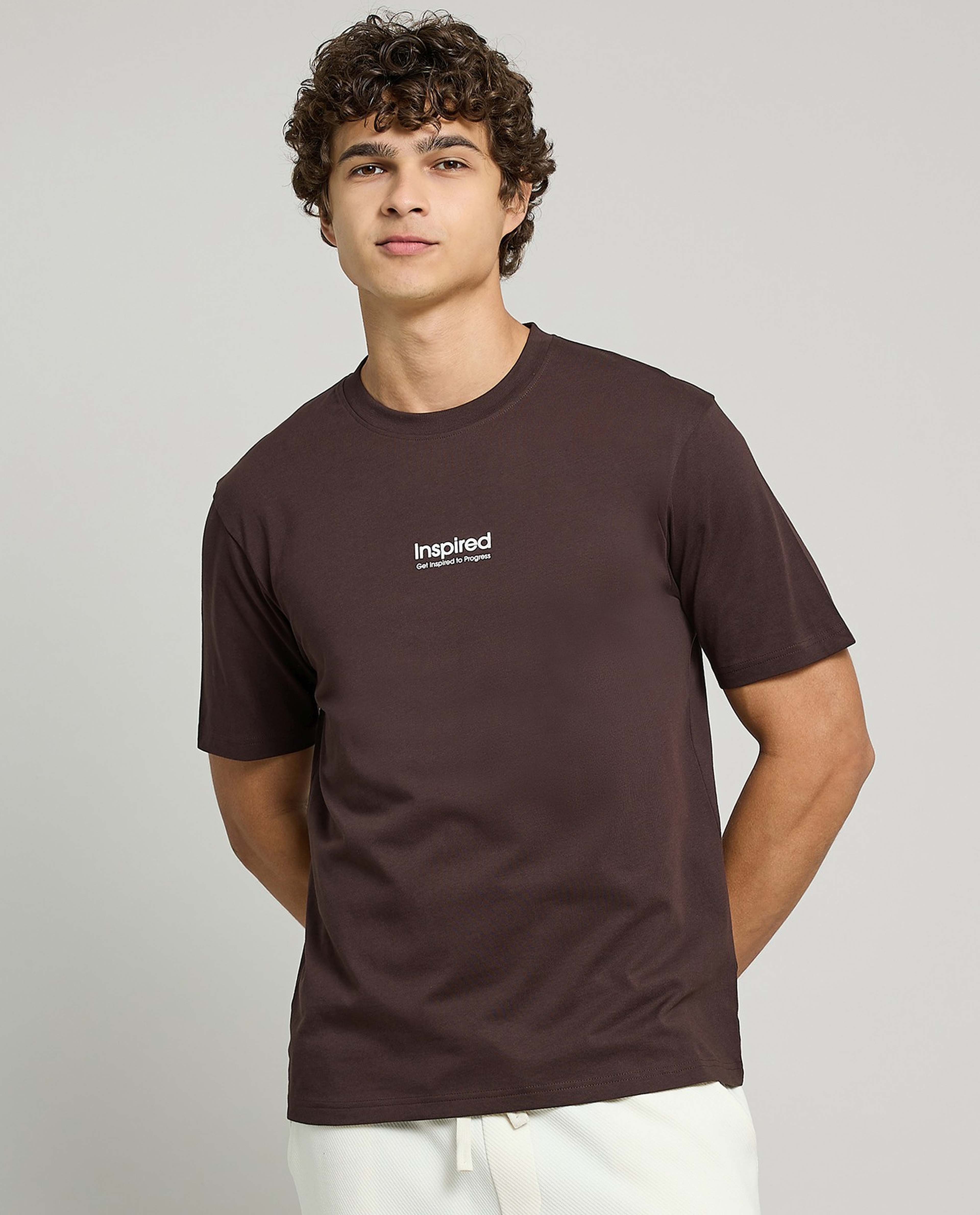 Typography Print T-Shirt with Crew Neck and Short Sleeves