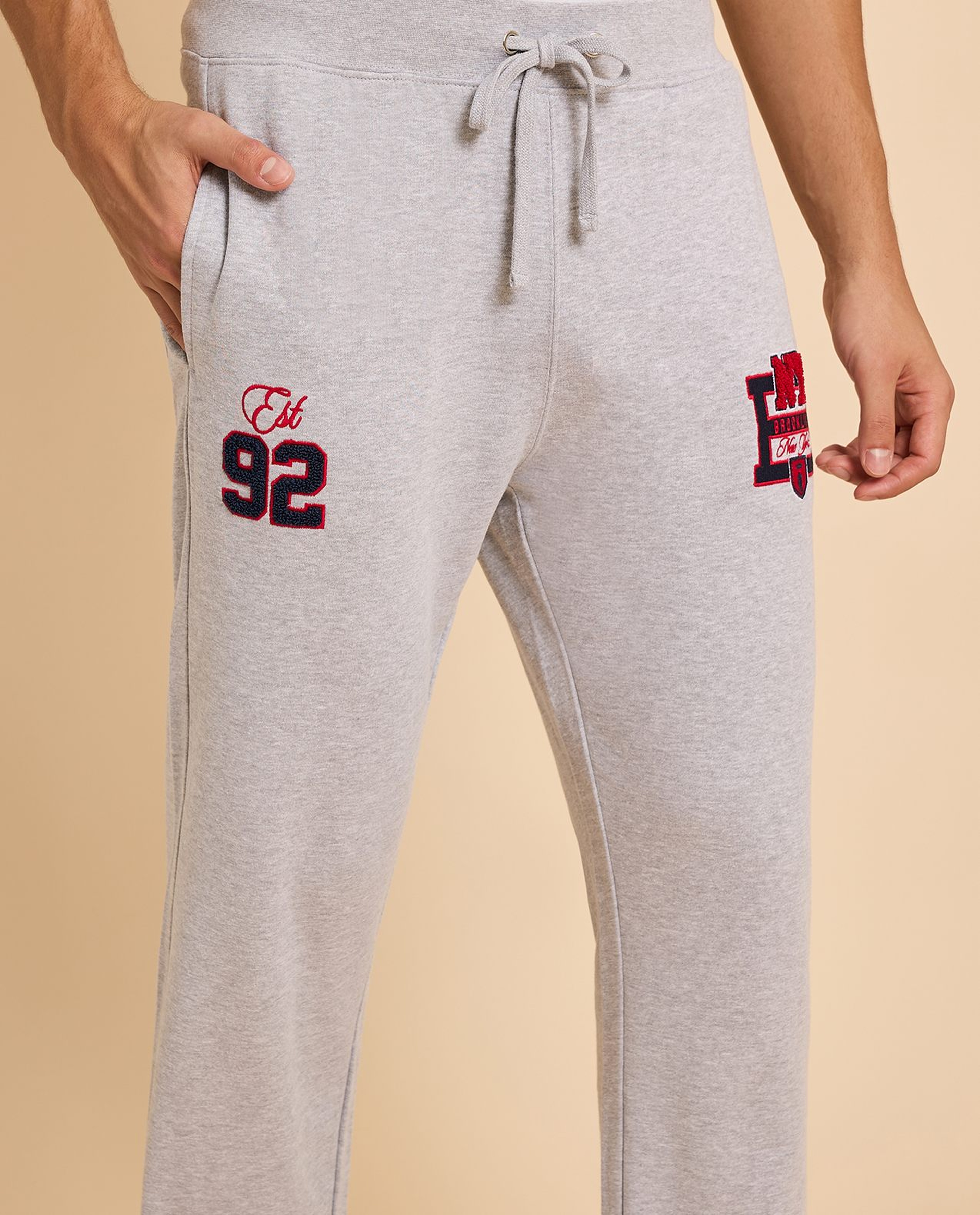 Appliqued Joggers with Drawstring Waist