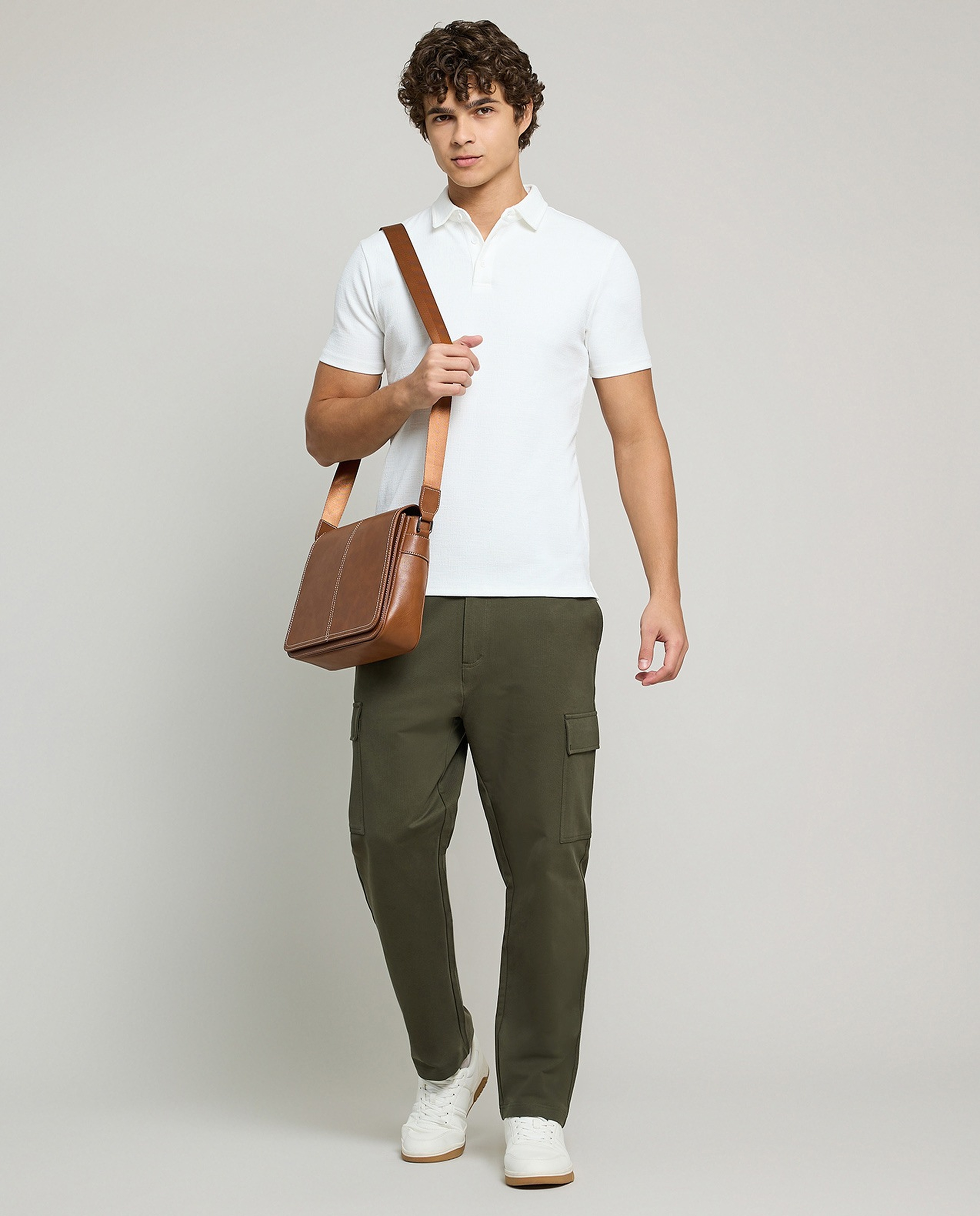 Solid Cargo Pants with Drawstring Waist