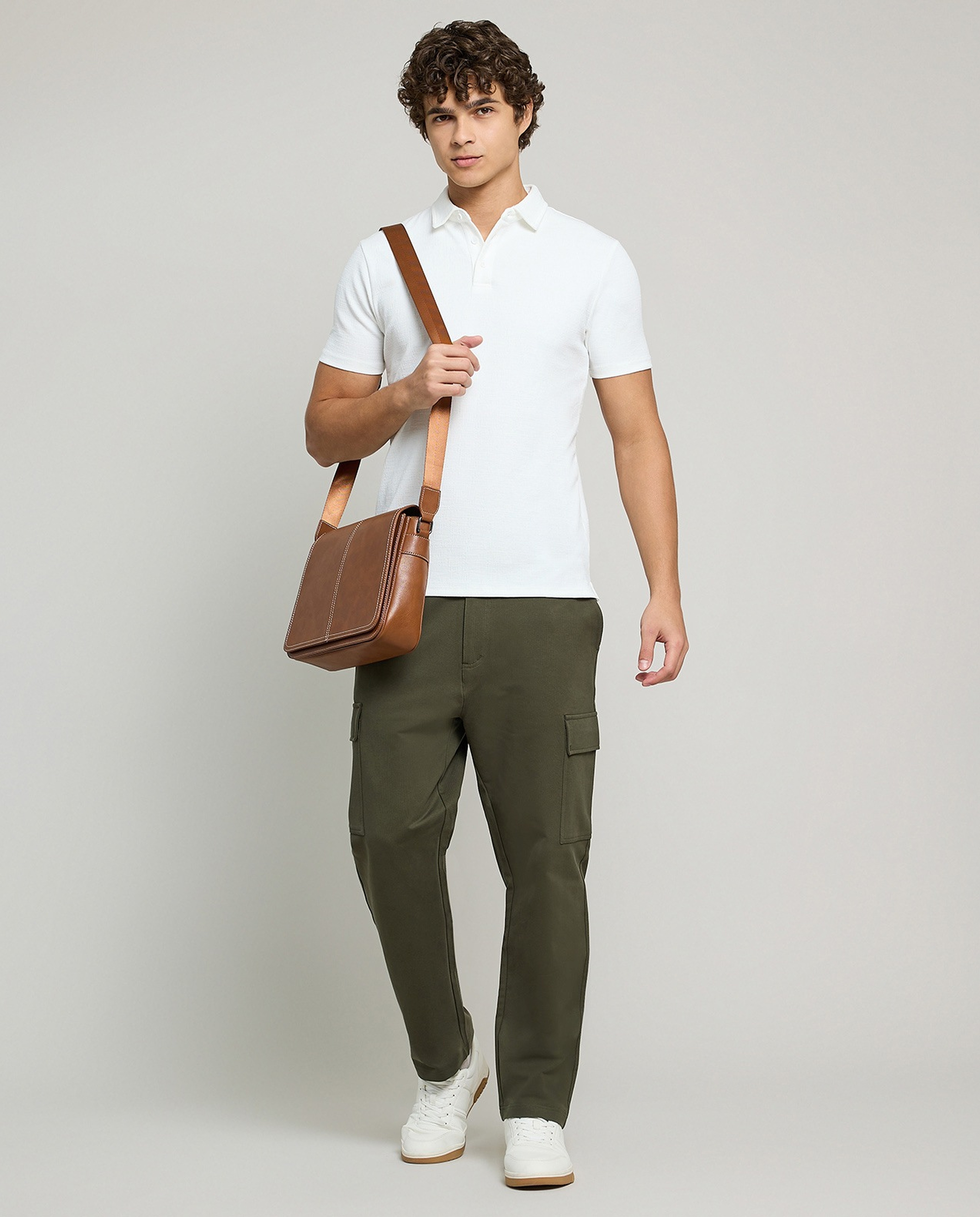 Solid Cargo Pants with Drawstring Waist
