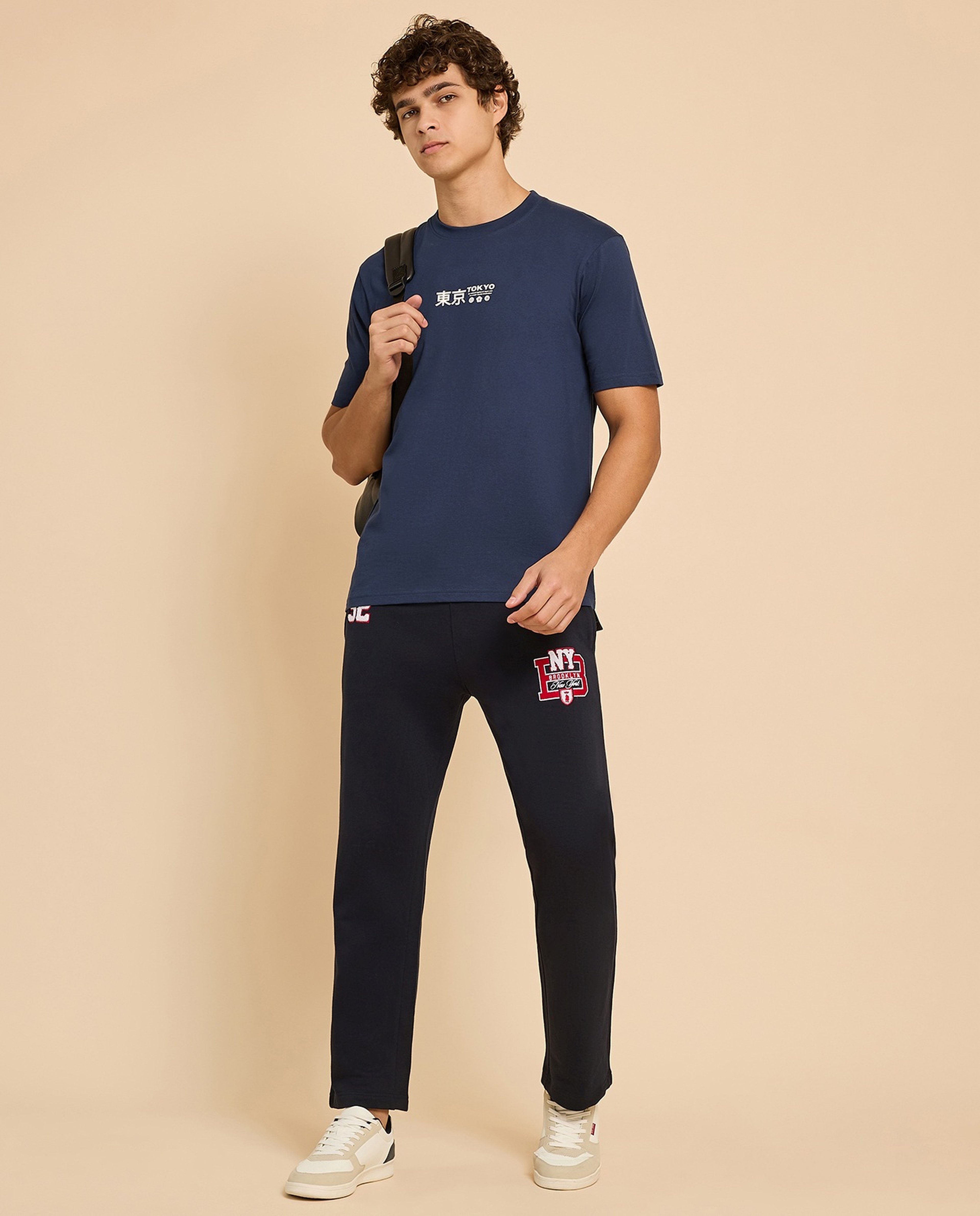 Typography Print T-Shirt with Crew Neck and Short Sleeves