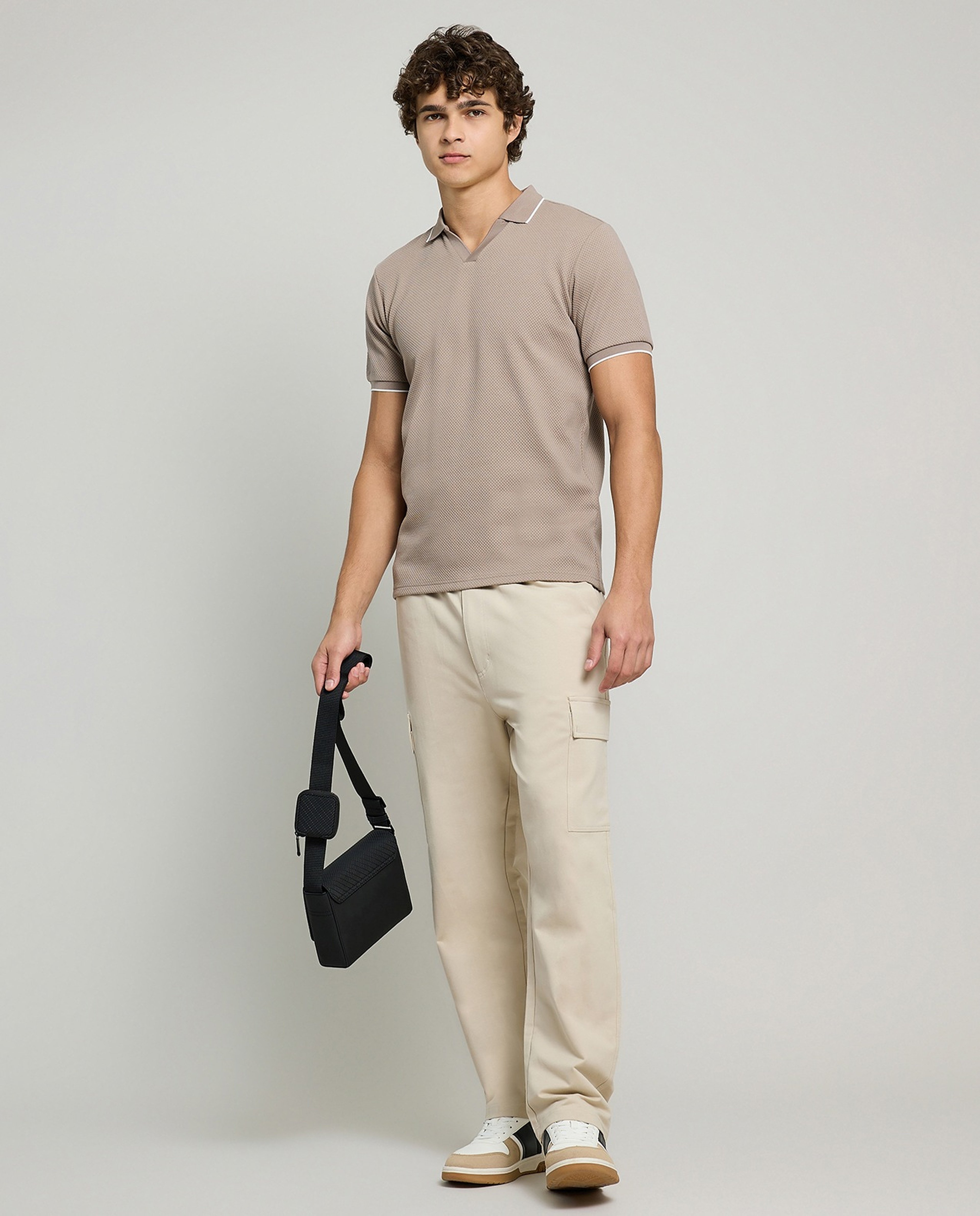 Solid Cargo Pants with Drawstring Waist