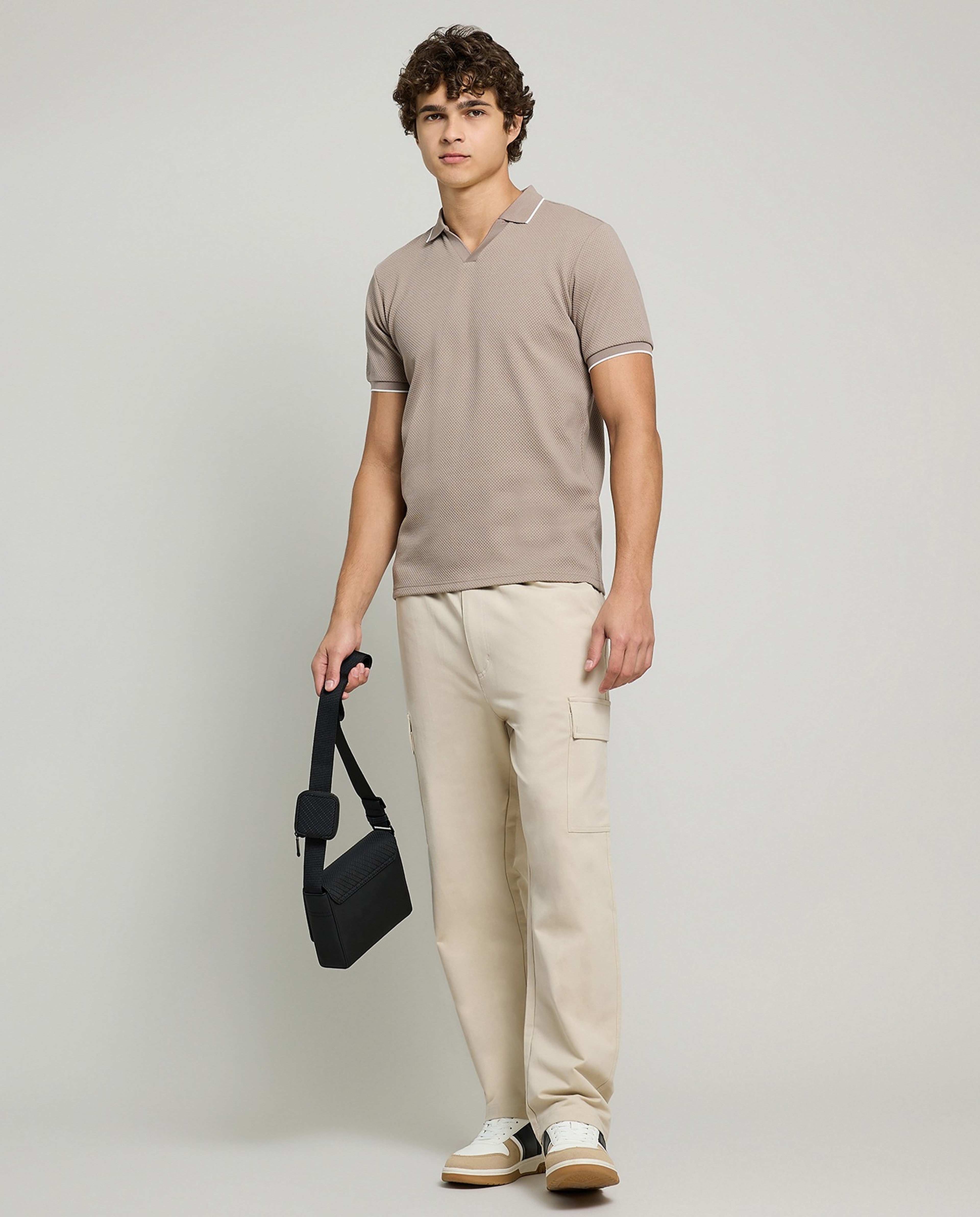 Solid Cargo Pants with Drawstring Waist