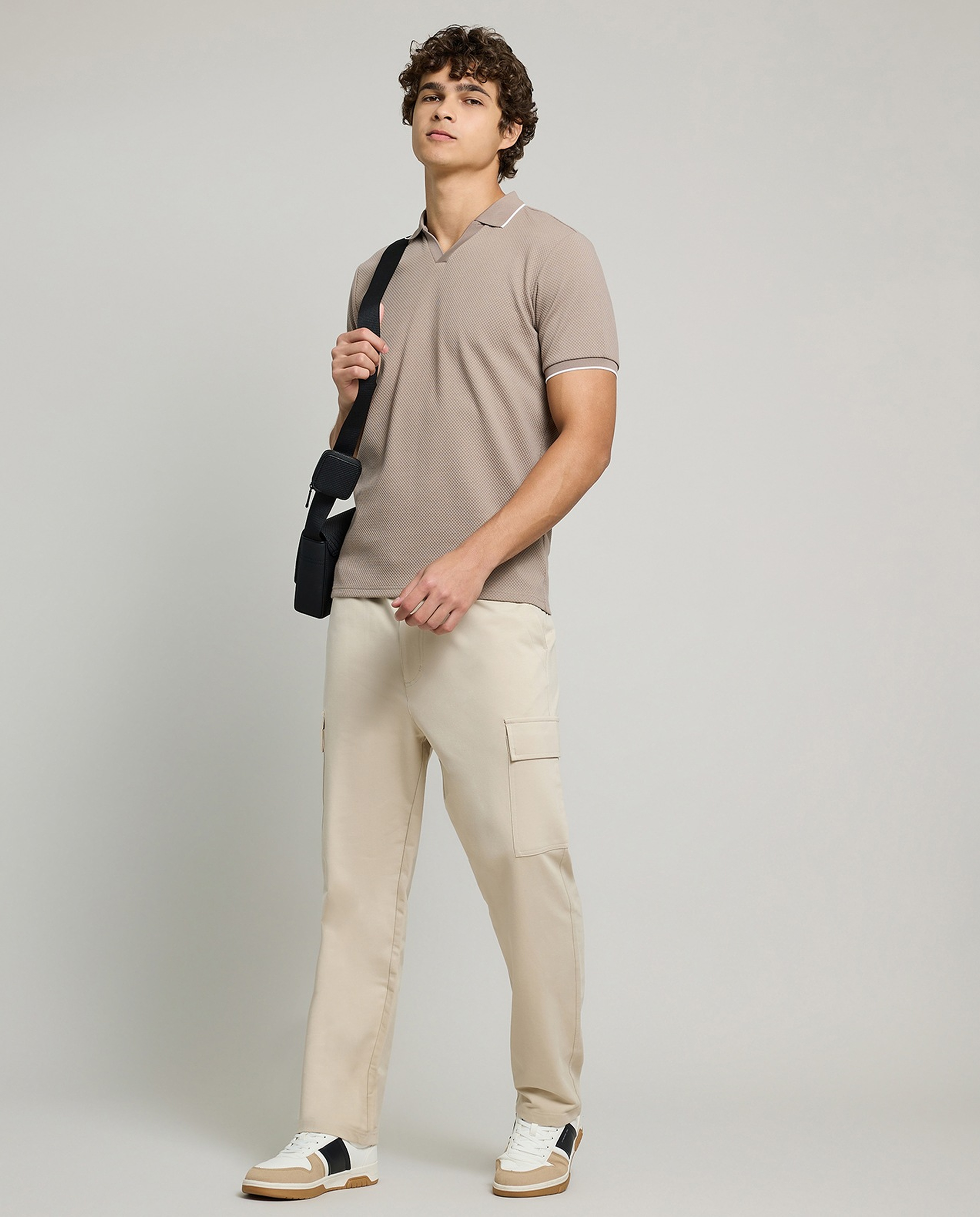 Solid Cargo Pants with Drawstring Waist