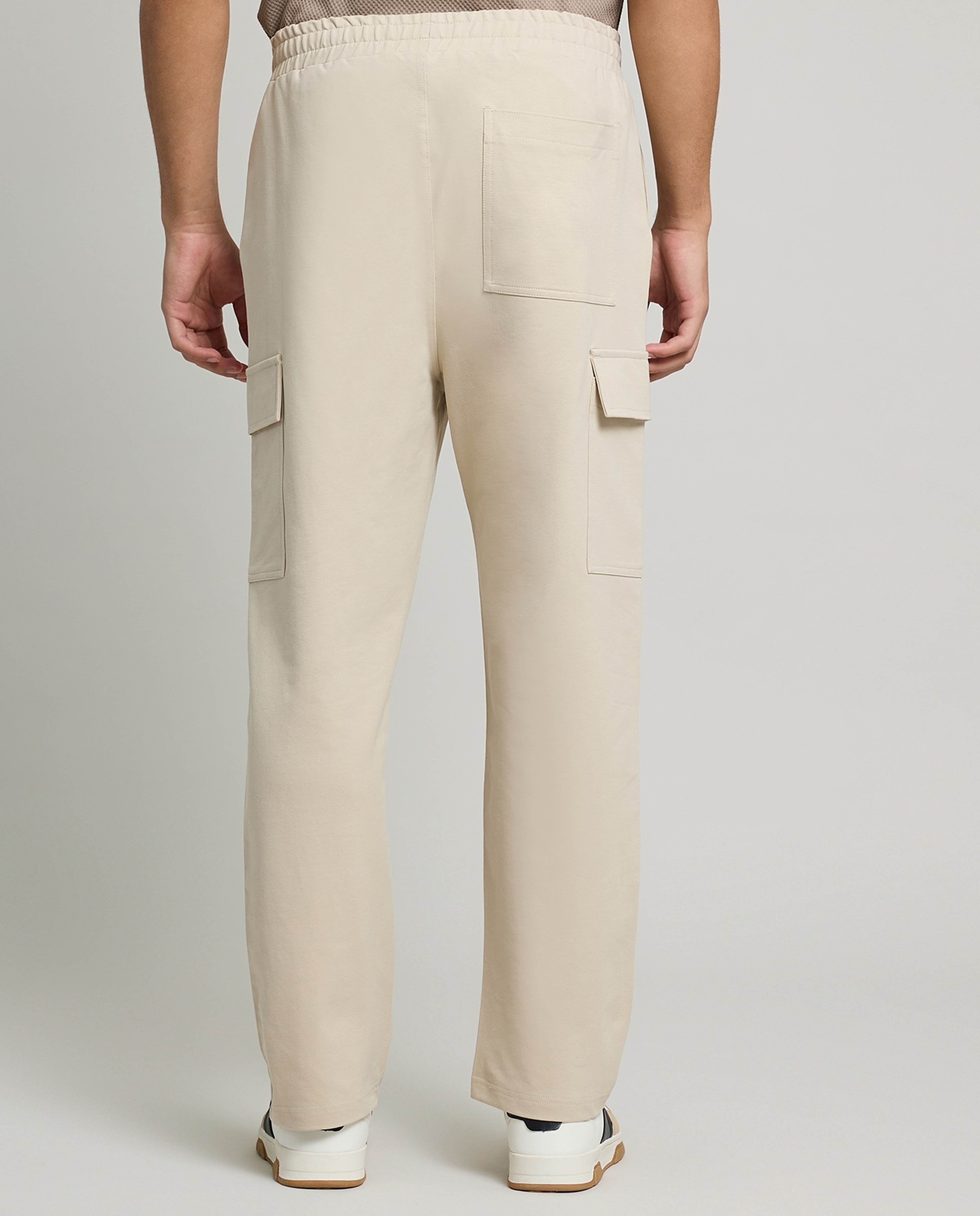 Solid Cargo Pants with Drawstring Waist