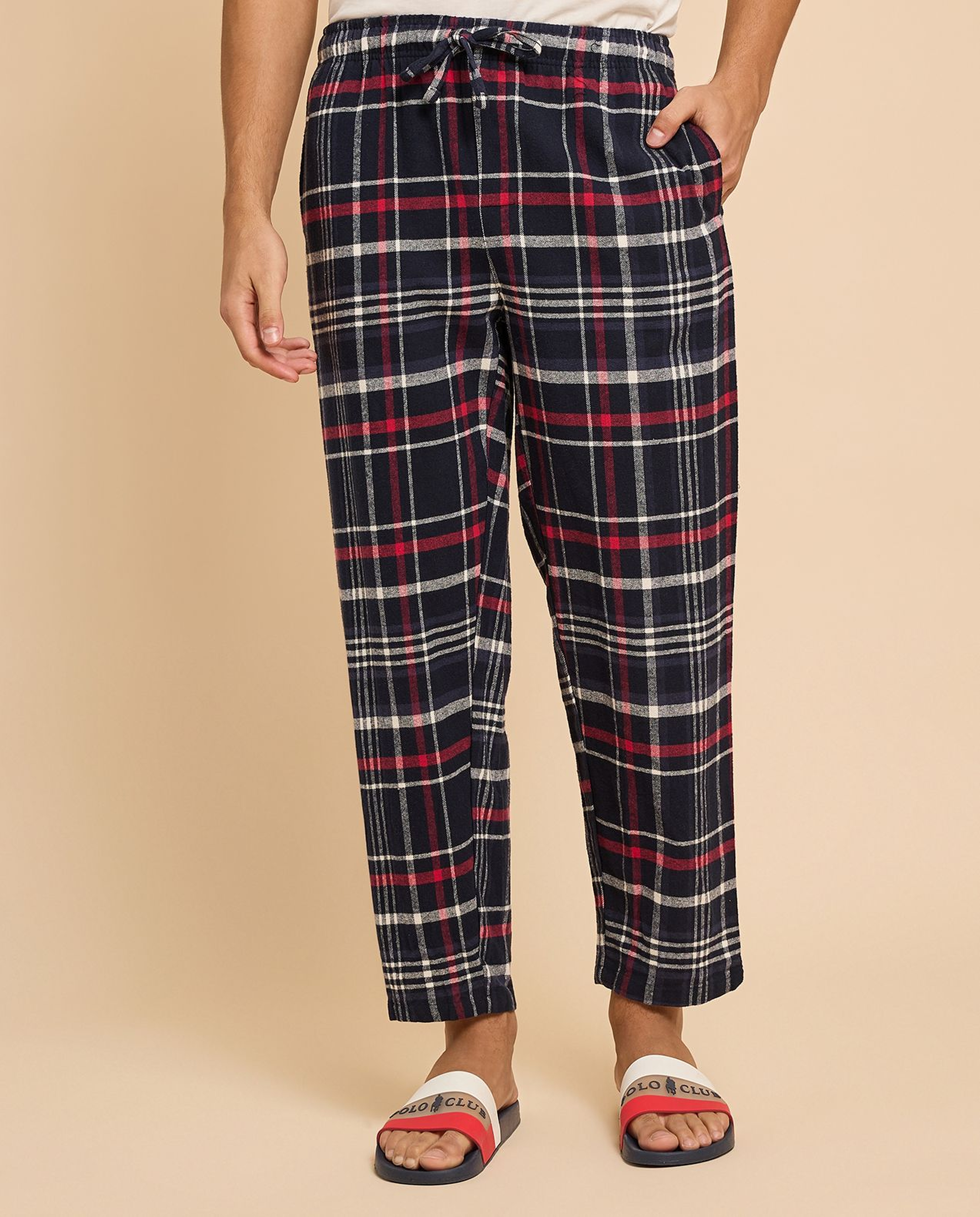 Plaid Lounge Pants with Drawstring Waist