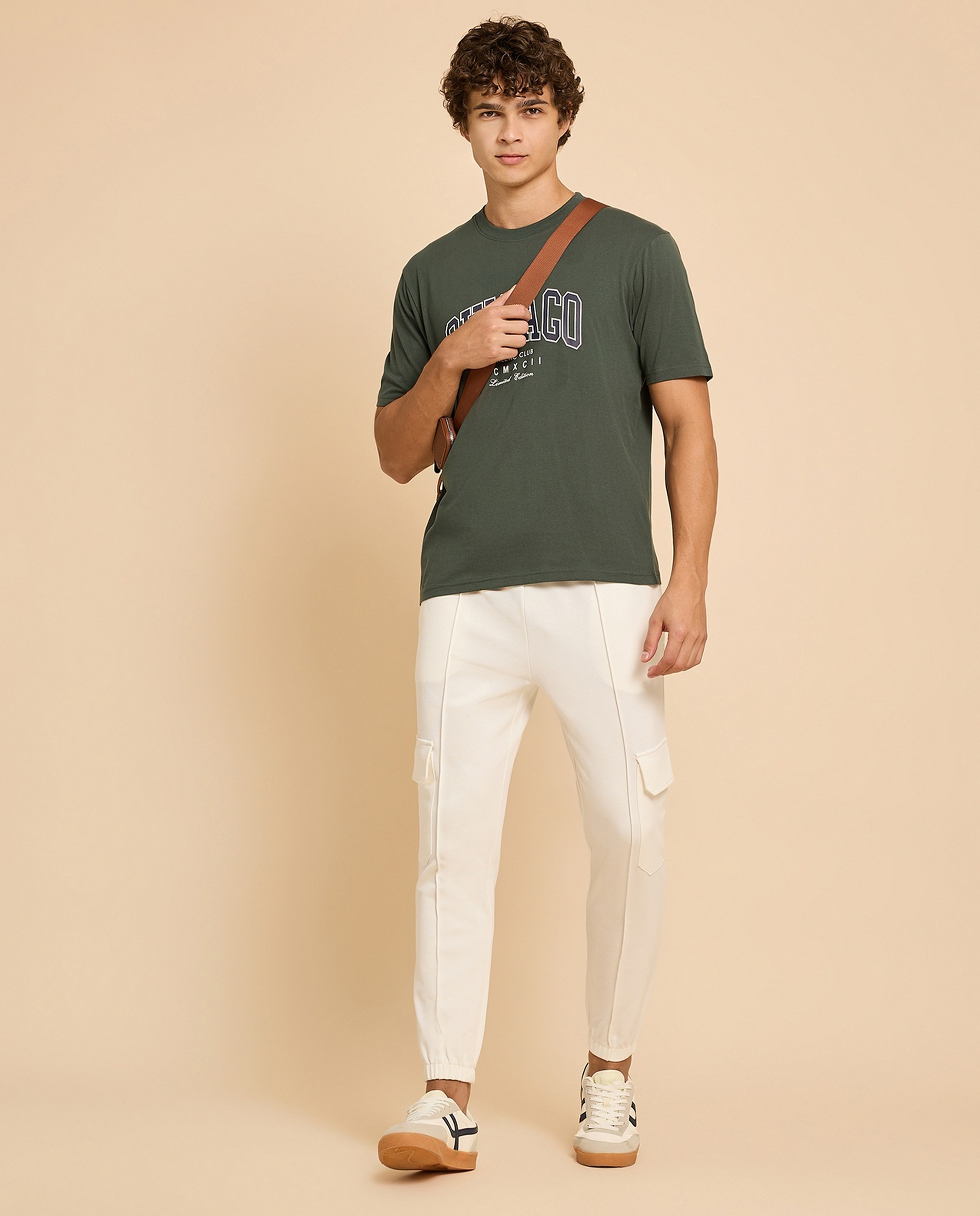 Typography Print T-Shirt with Crew Neck and Short Sleeves