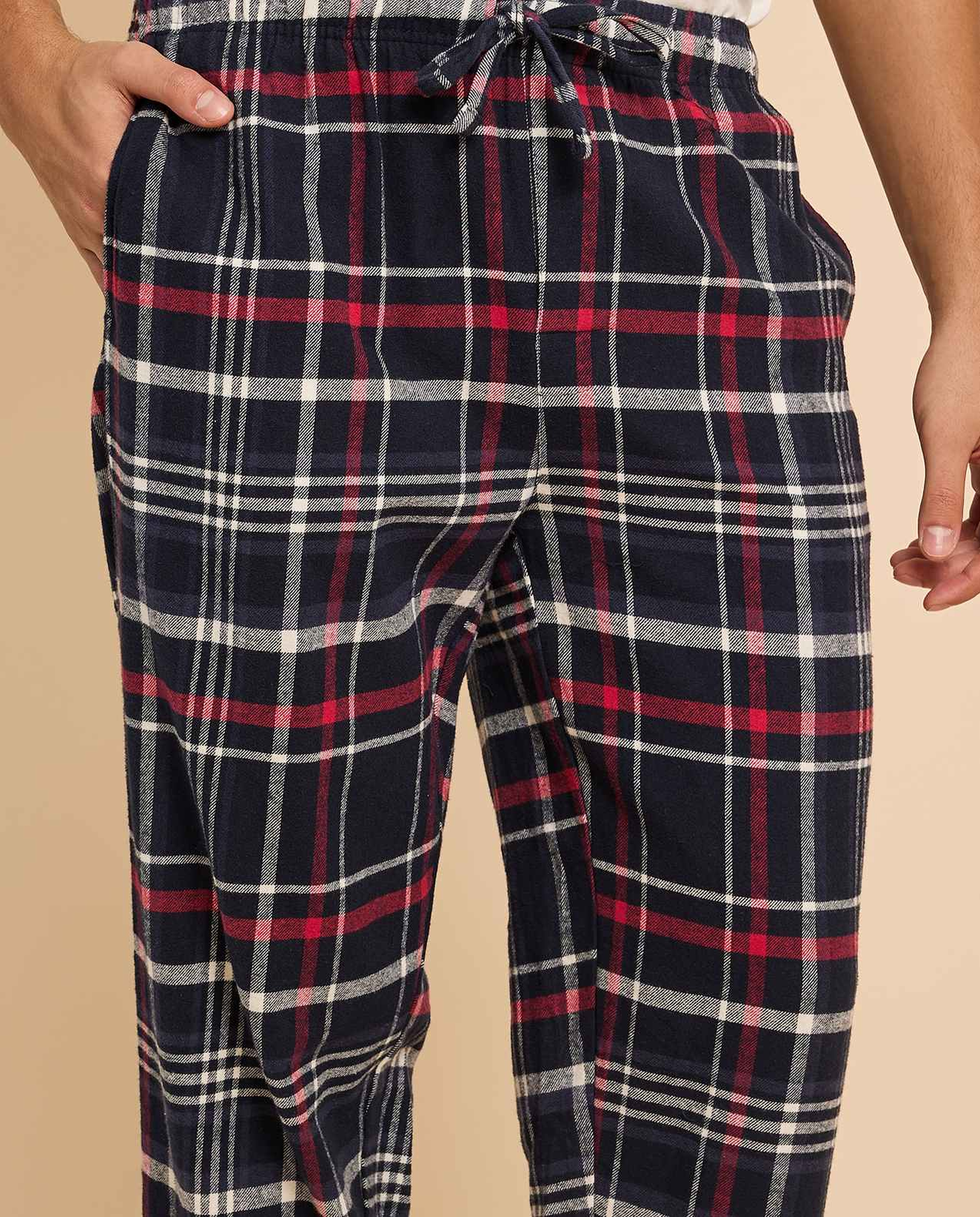 Plaid Lounge Pants with Drawstring Waist