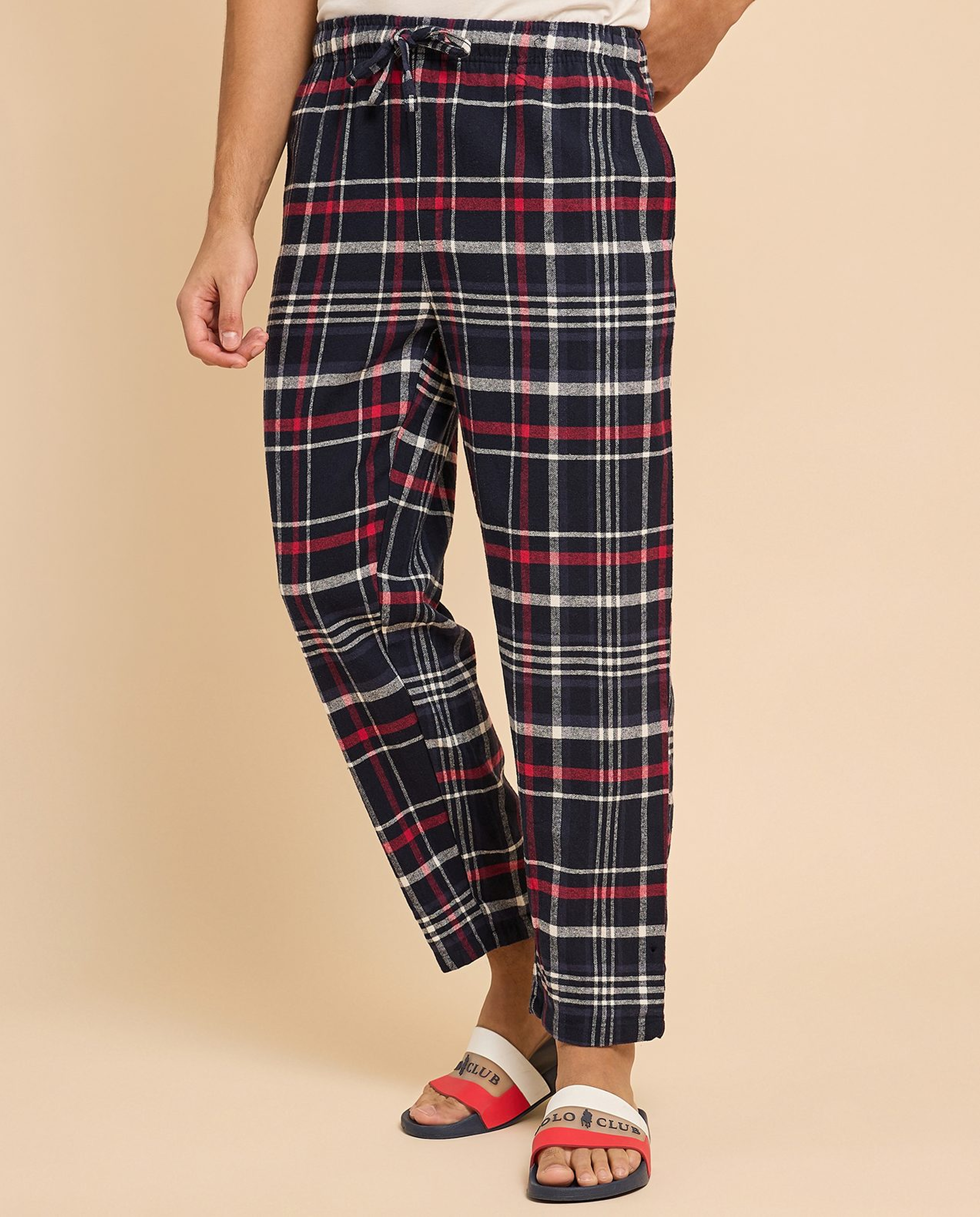 Plaid Lounge Pants with Drawstring Waist
