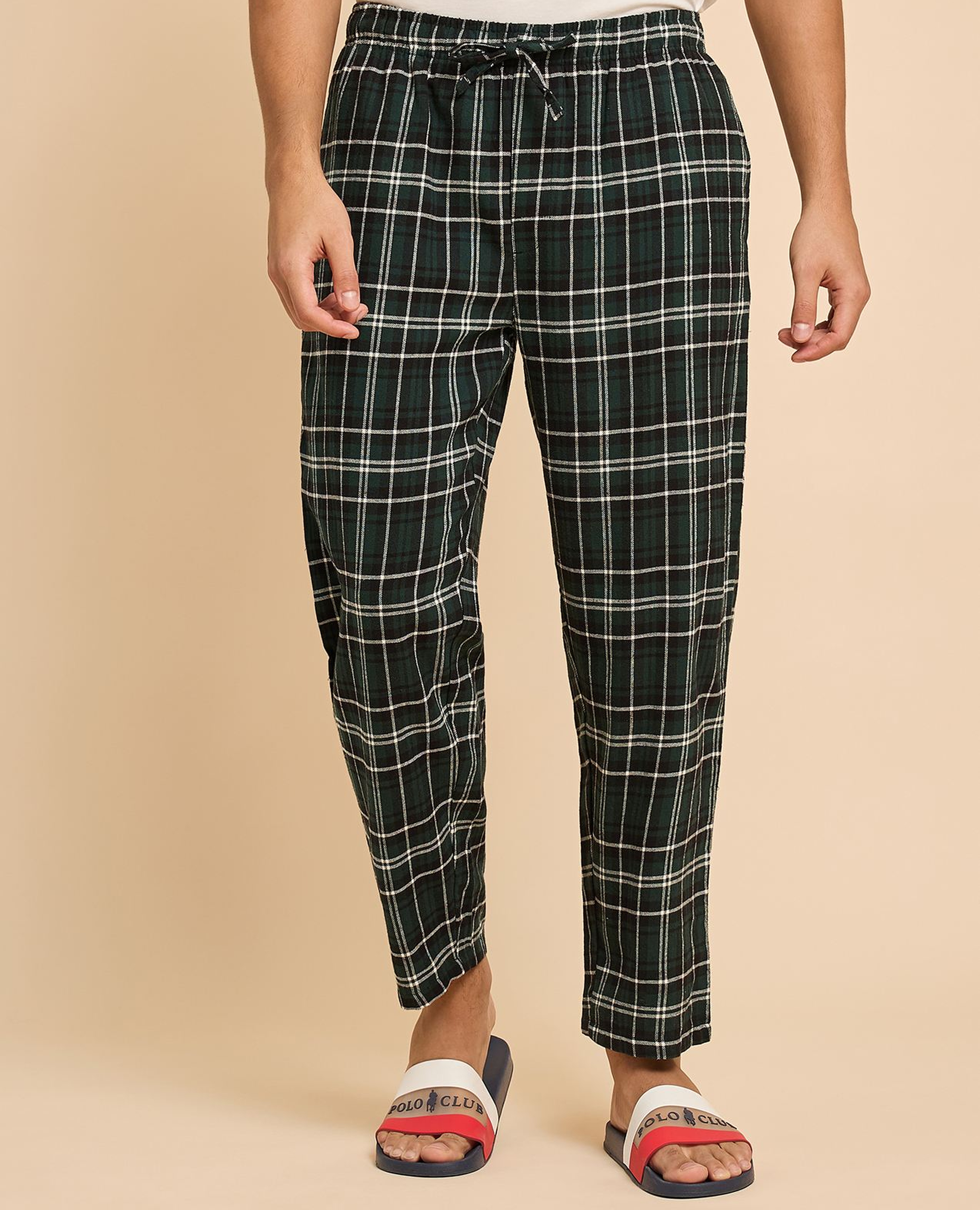 Plaid Lounge Pants with Drawstring Waist