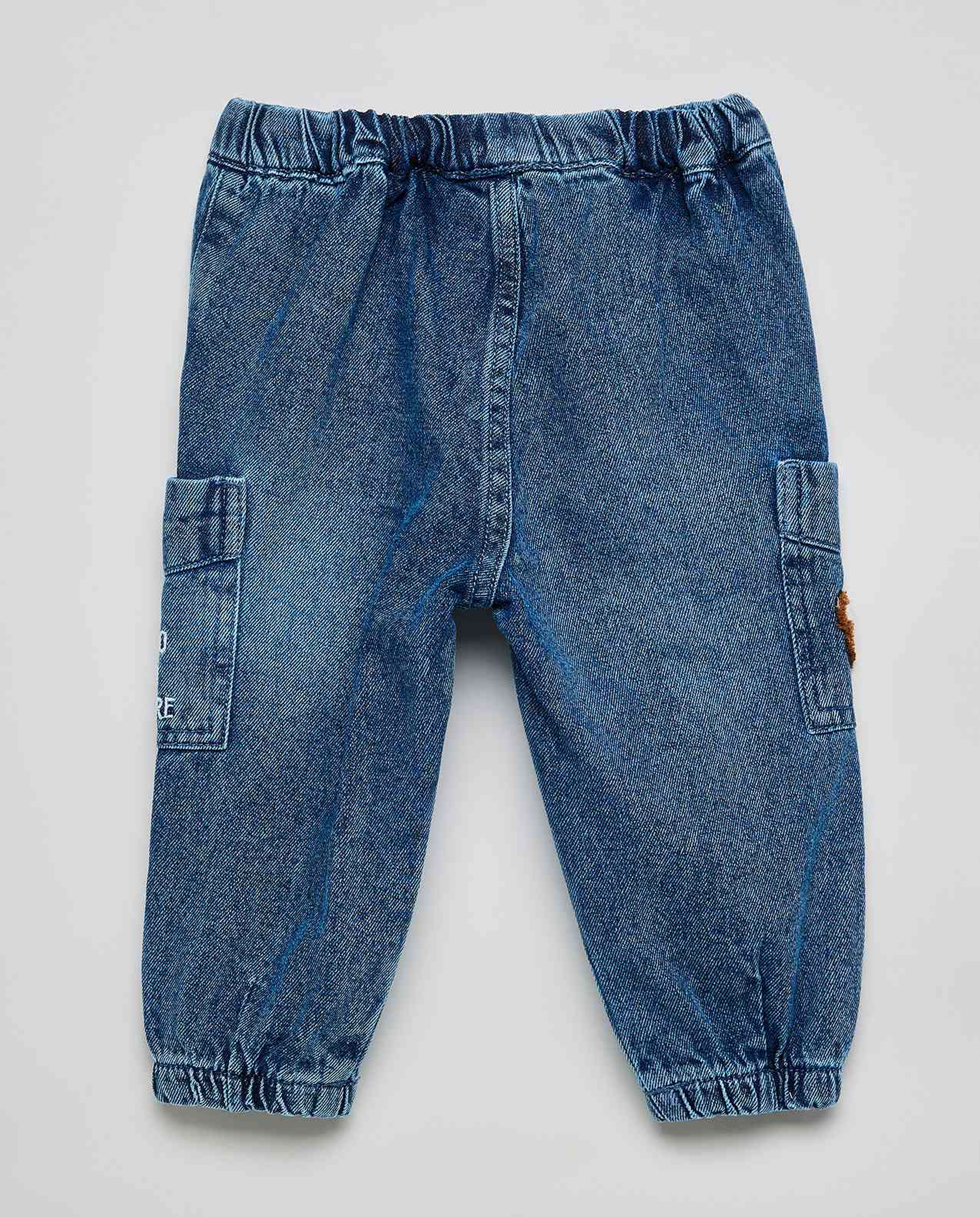 Embroidered Jogger Jeans with Drawstring Waist