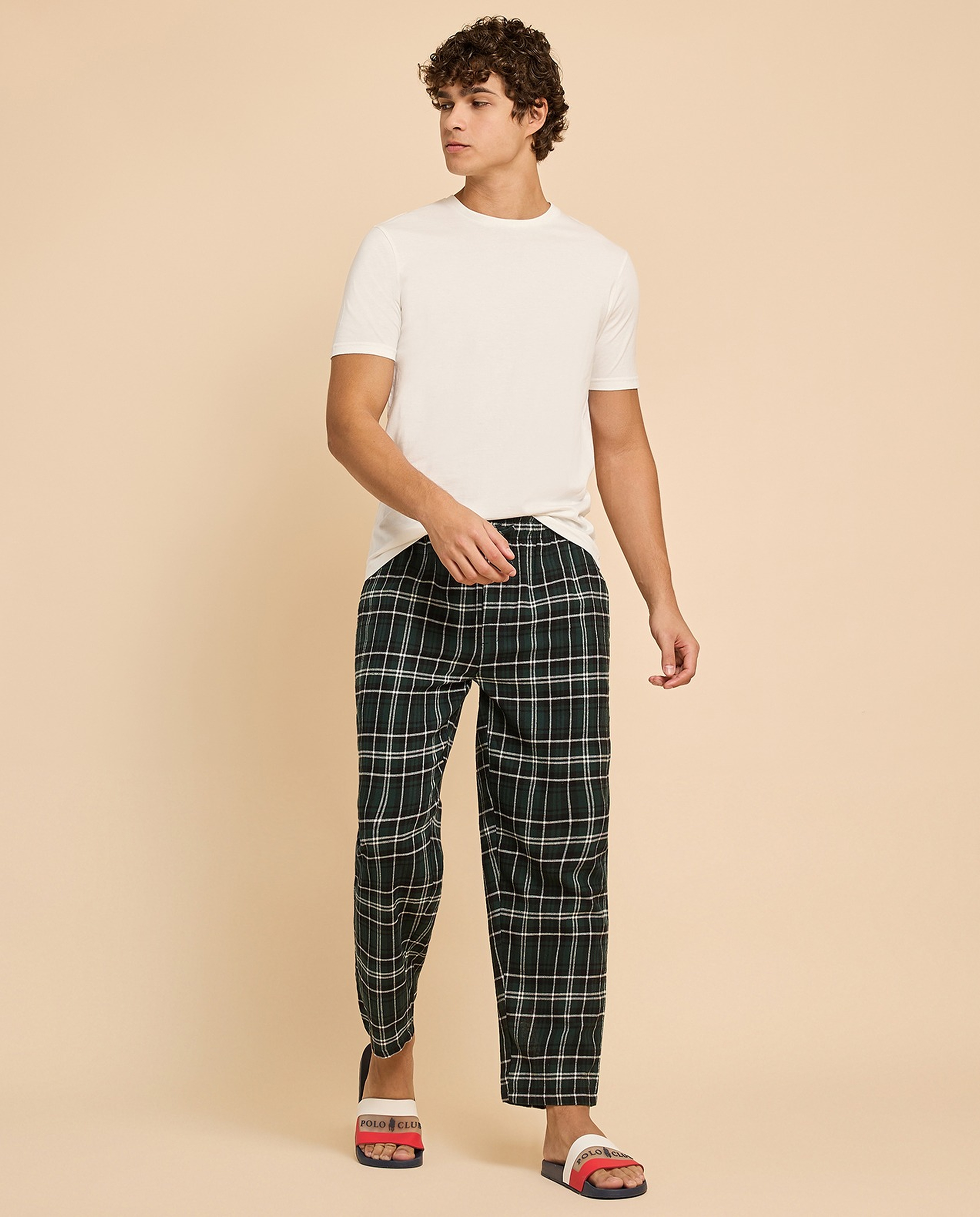 Plaid Lounge Pants with Drawstring Waist