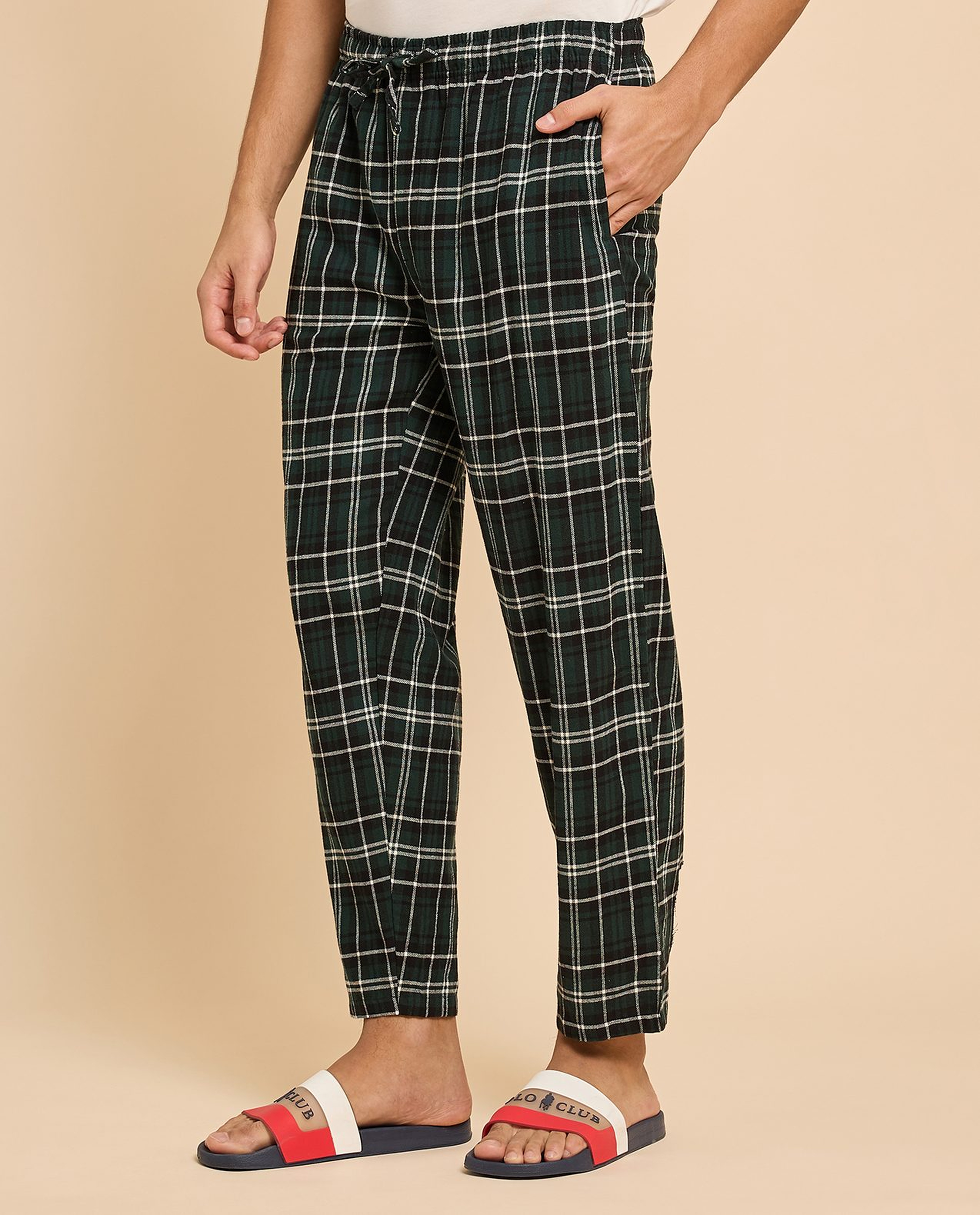 Plaid Lounge Pants with Drawstring Waist