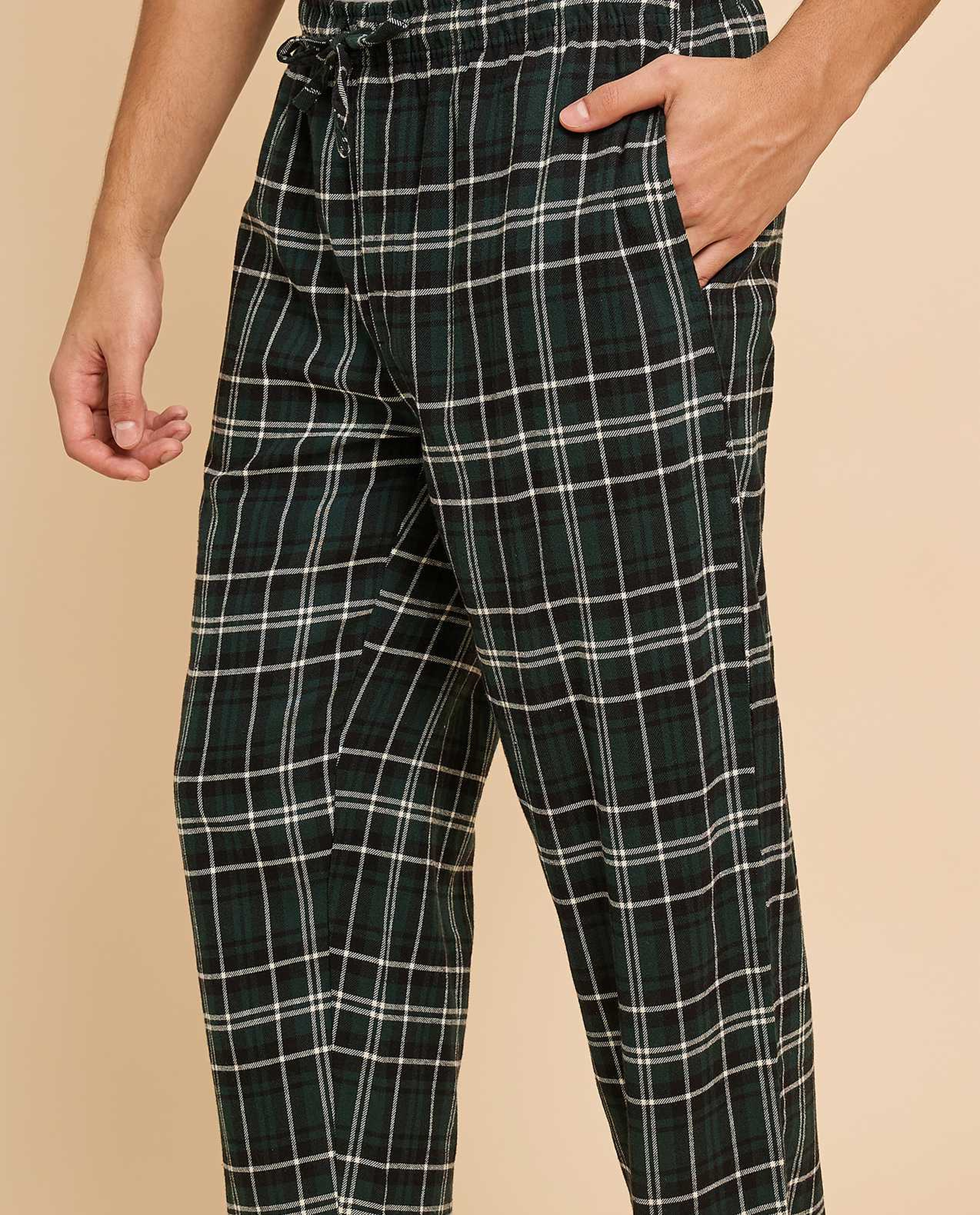 Plaid Lounge Pants with Drawstring Waist