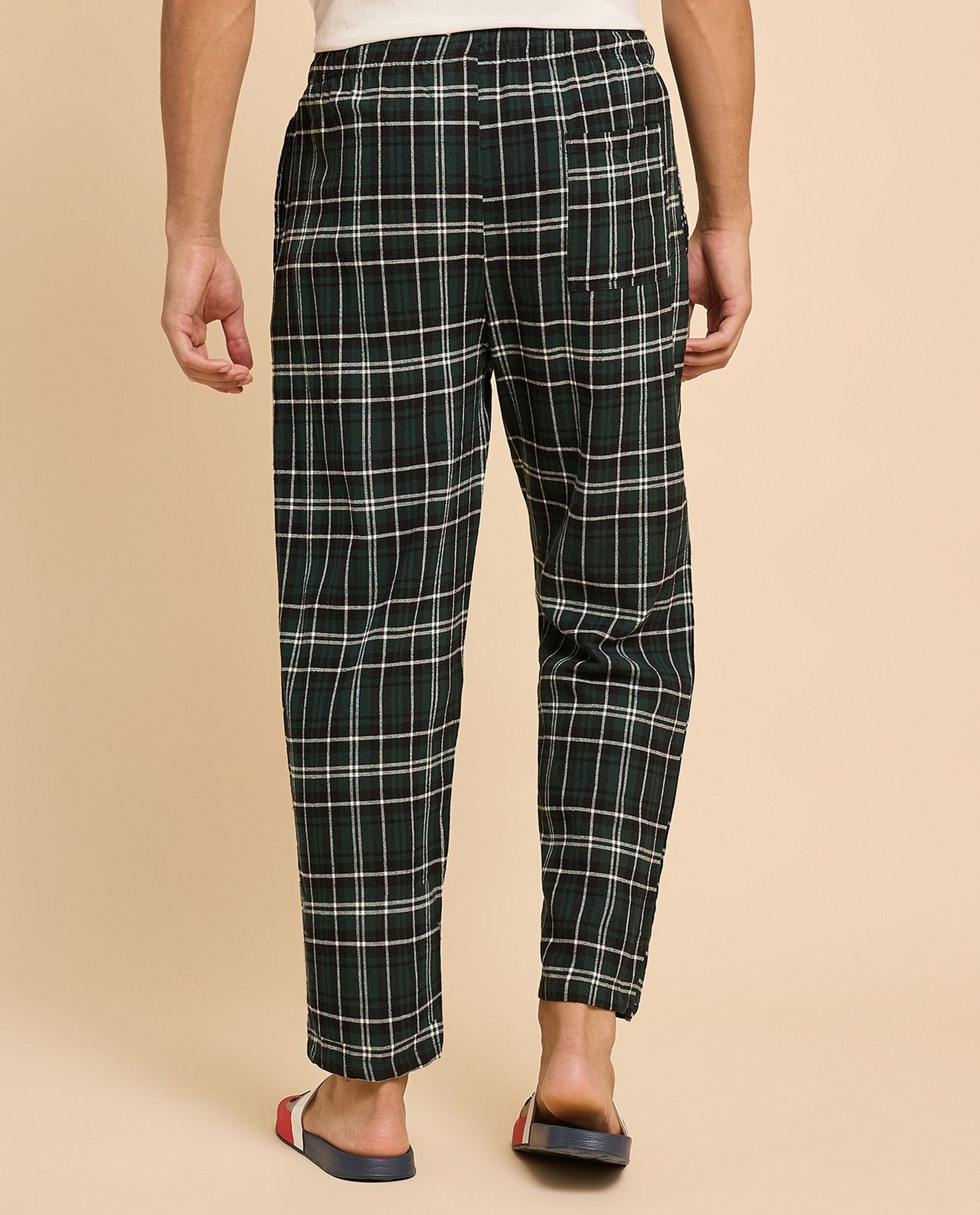 Plaid Lounge Pants with Drawstring Waist
