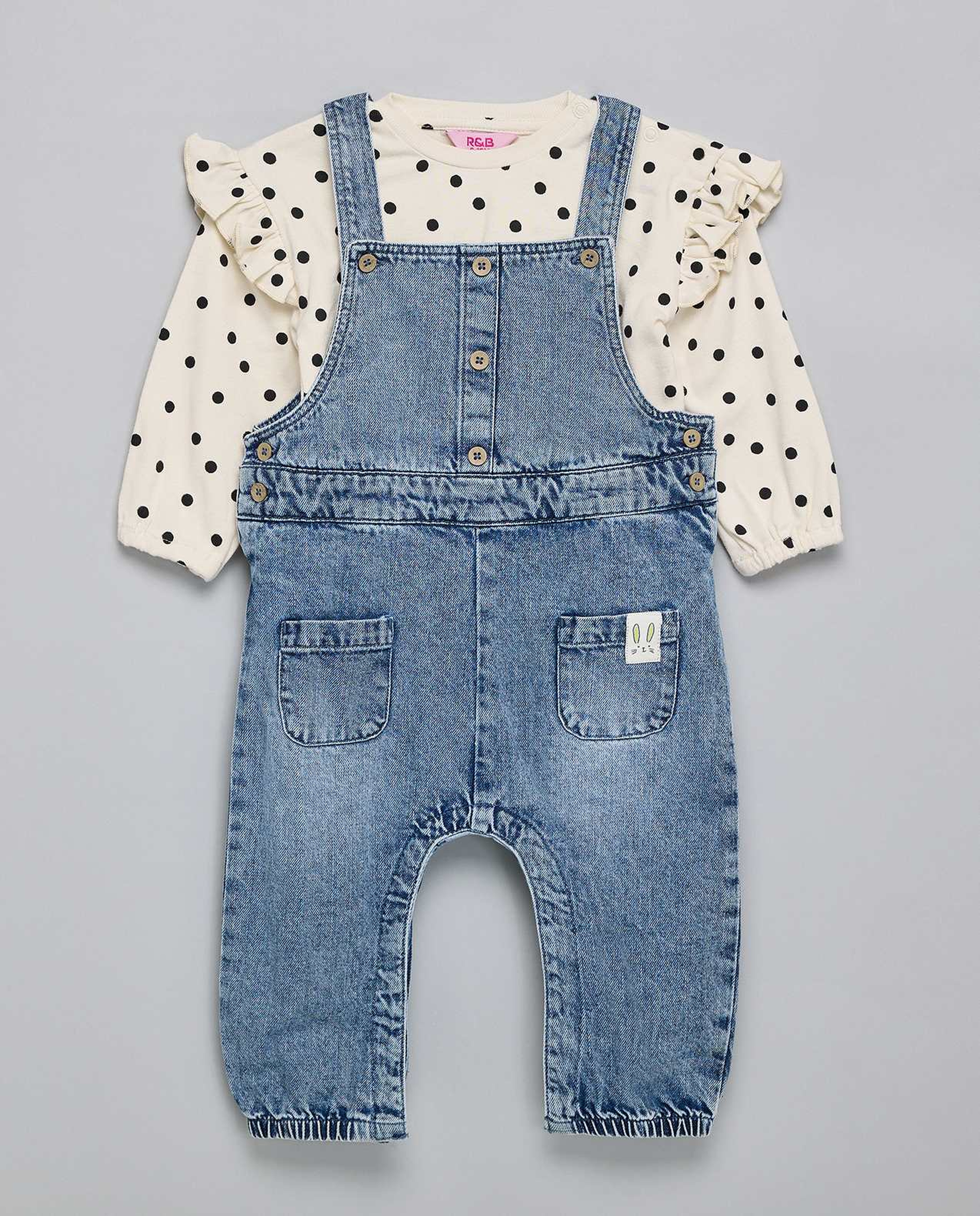 Printed T-Shirt and Dungaree Set
