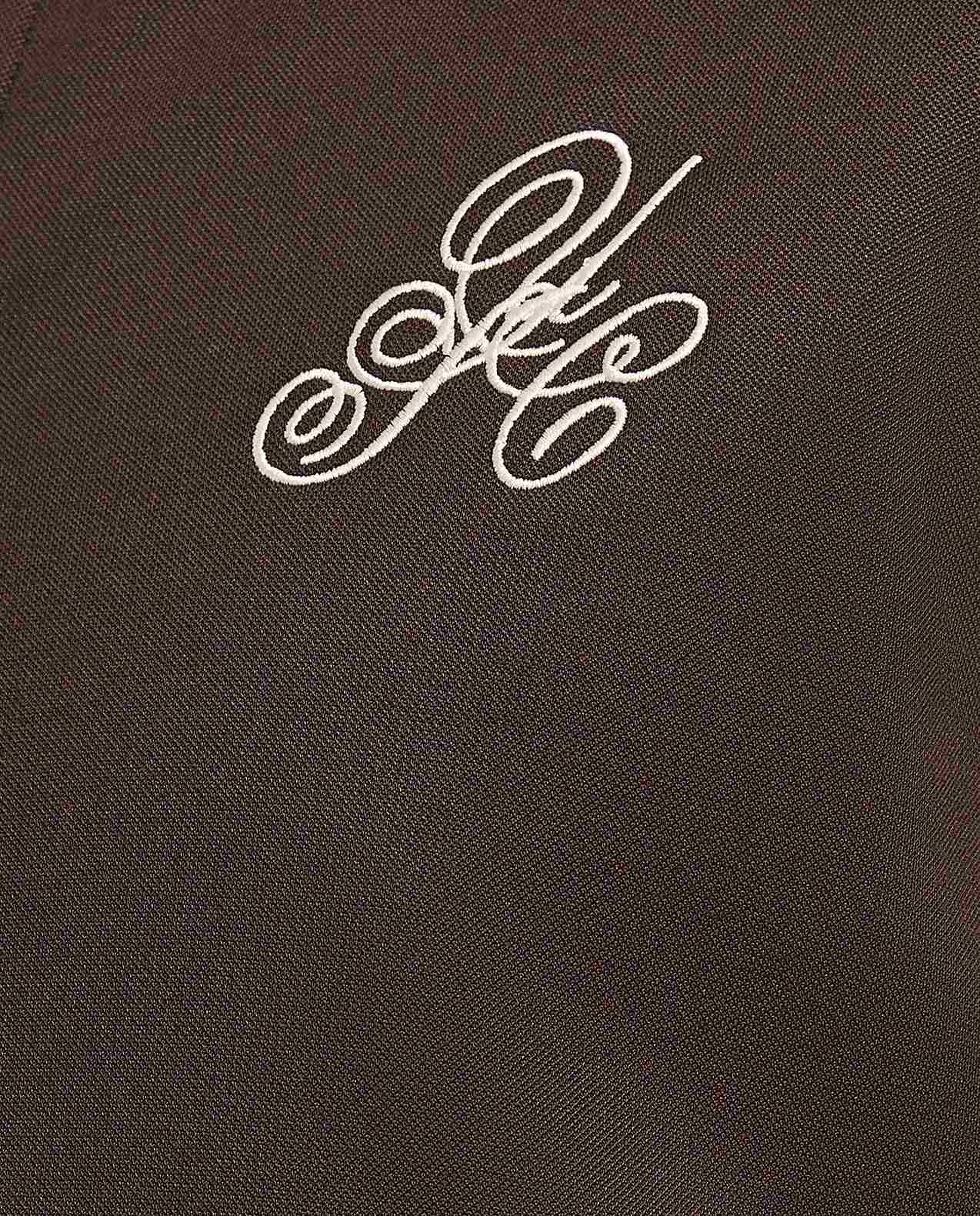 Embroidery Detail Shirt with Stand Collar and Short Sleeves