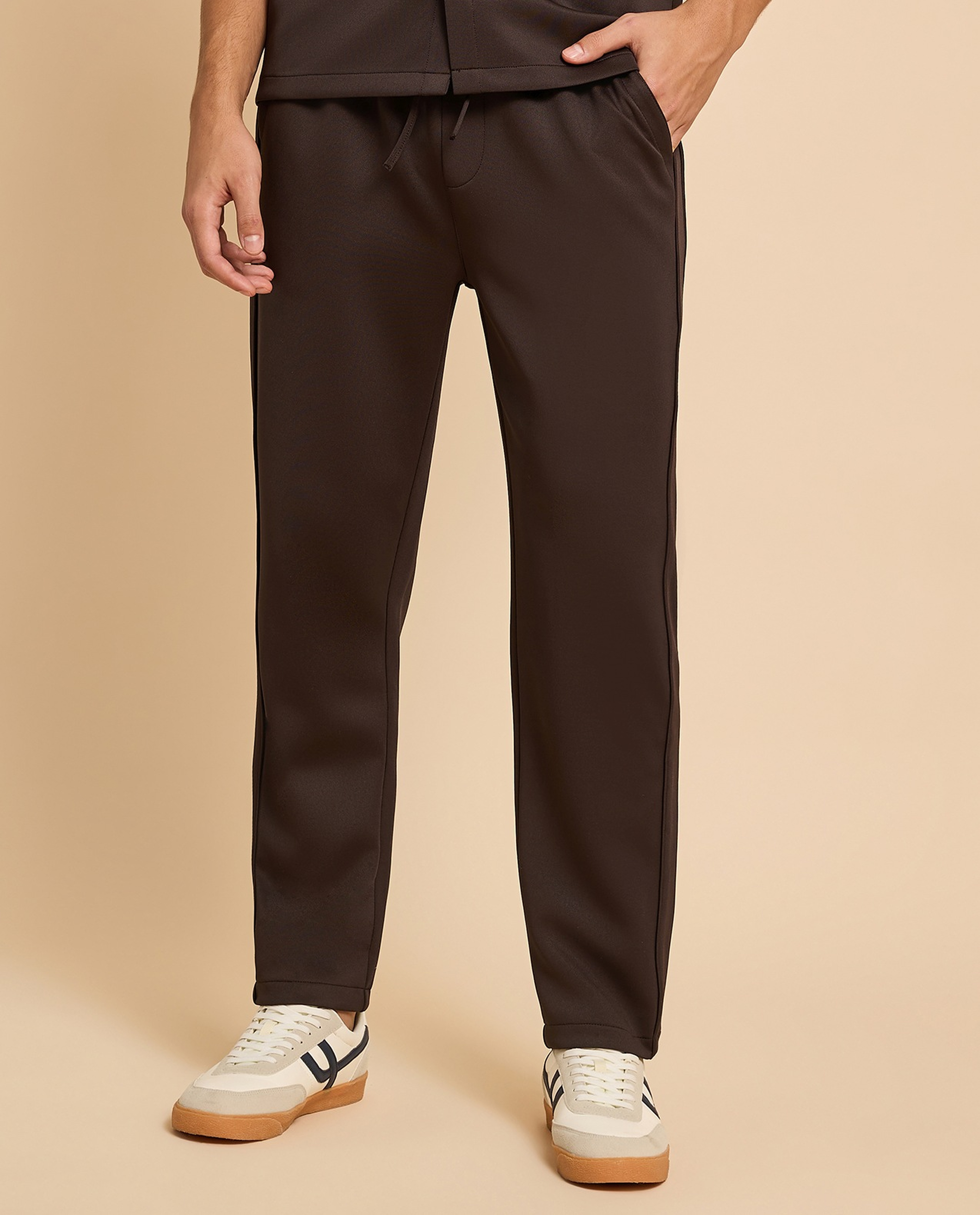 Textured Knit Pants with Drawstring Waist