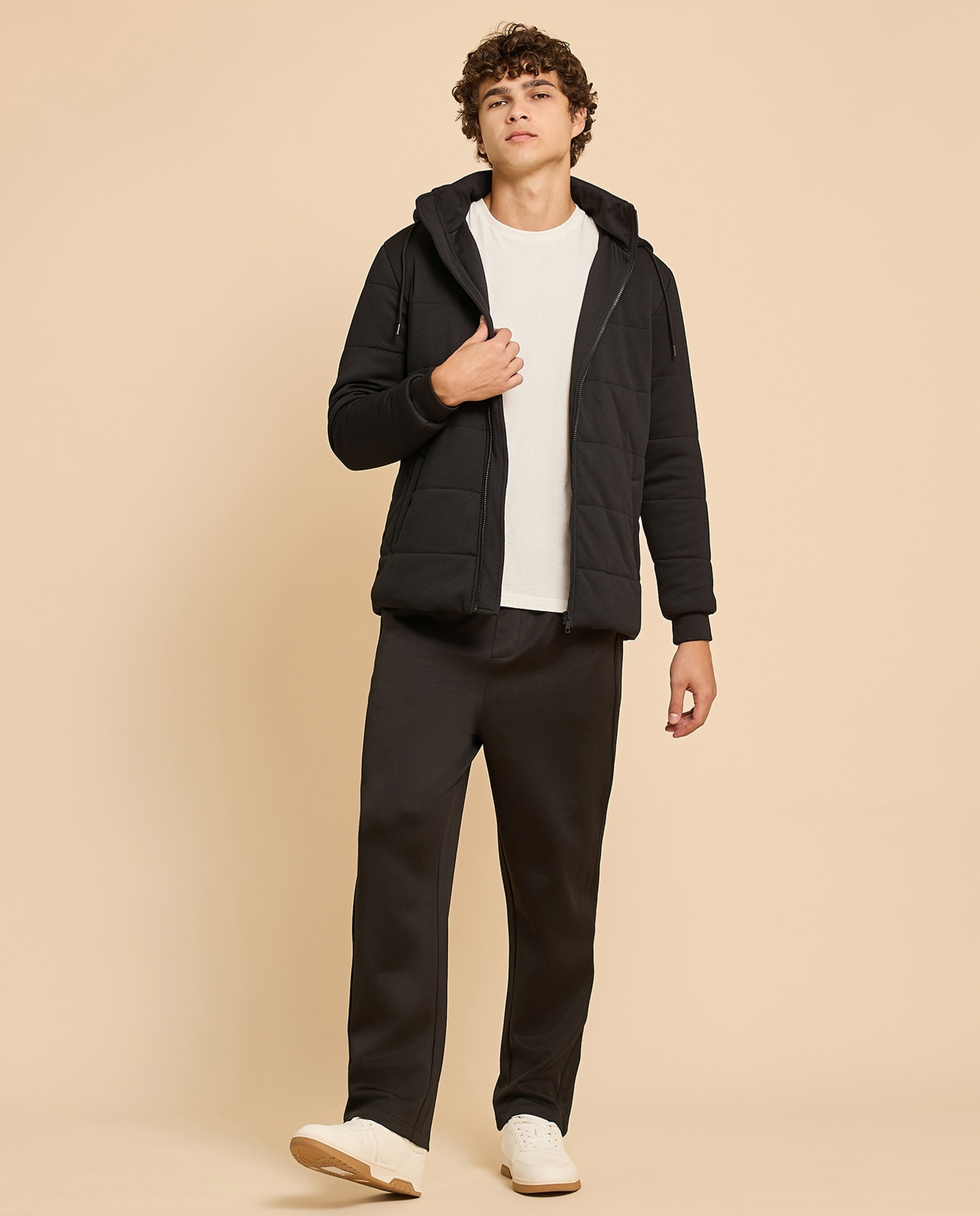 Hooded Puffer Jacket with Zipper Closure