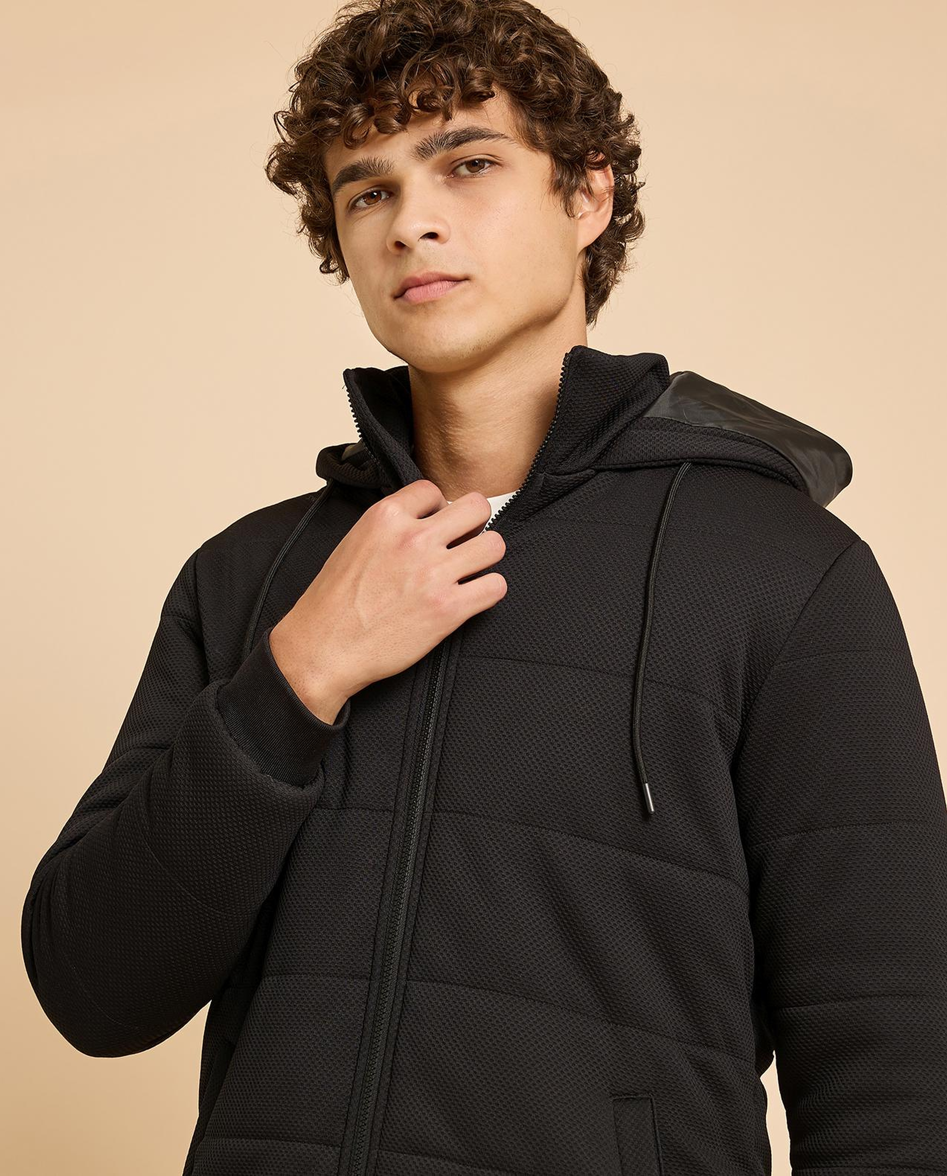 Hooded Puffer Jacket with Zipper Closure