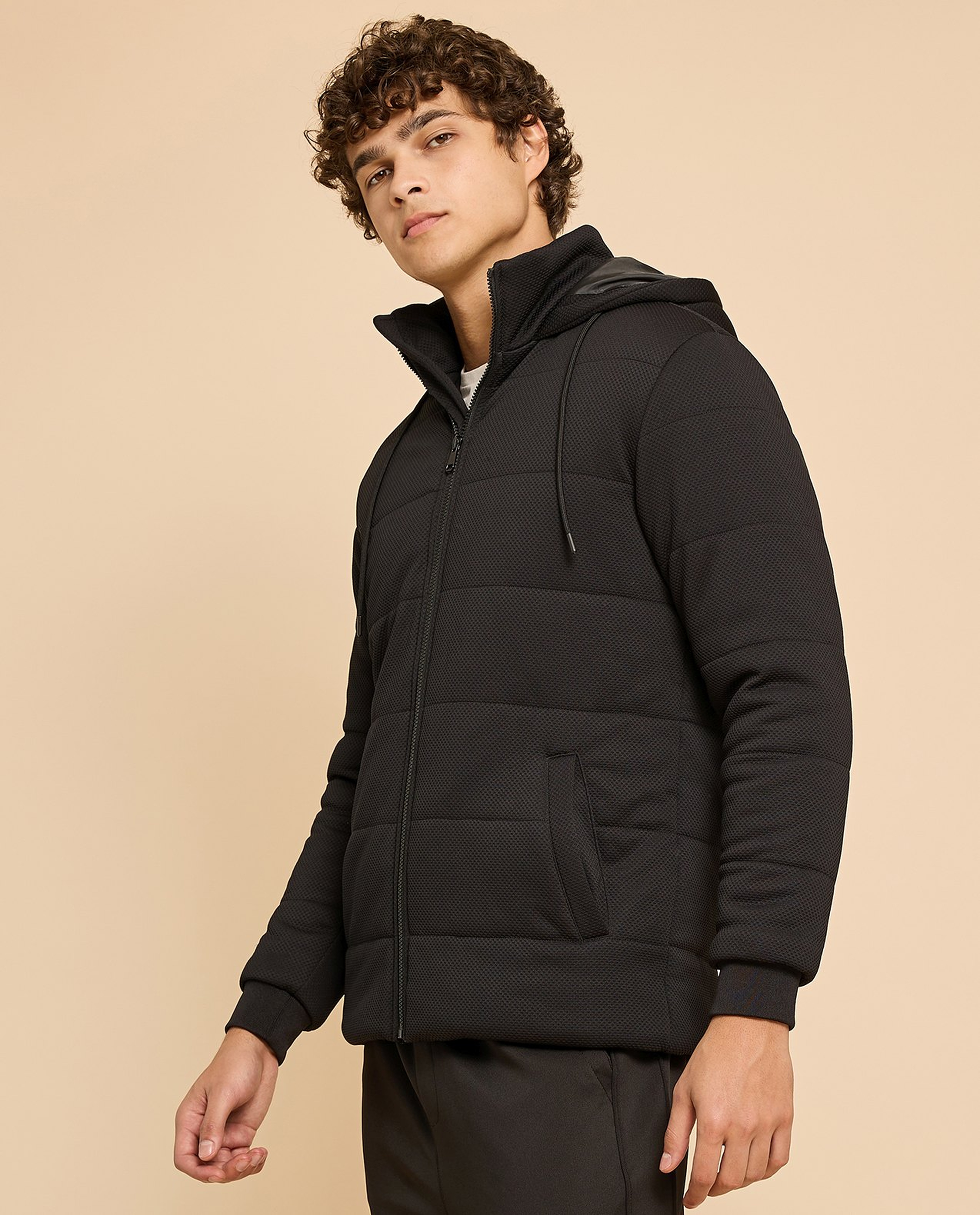 Hooded Puffer Jacket with Zipper Closure