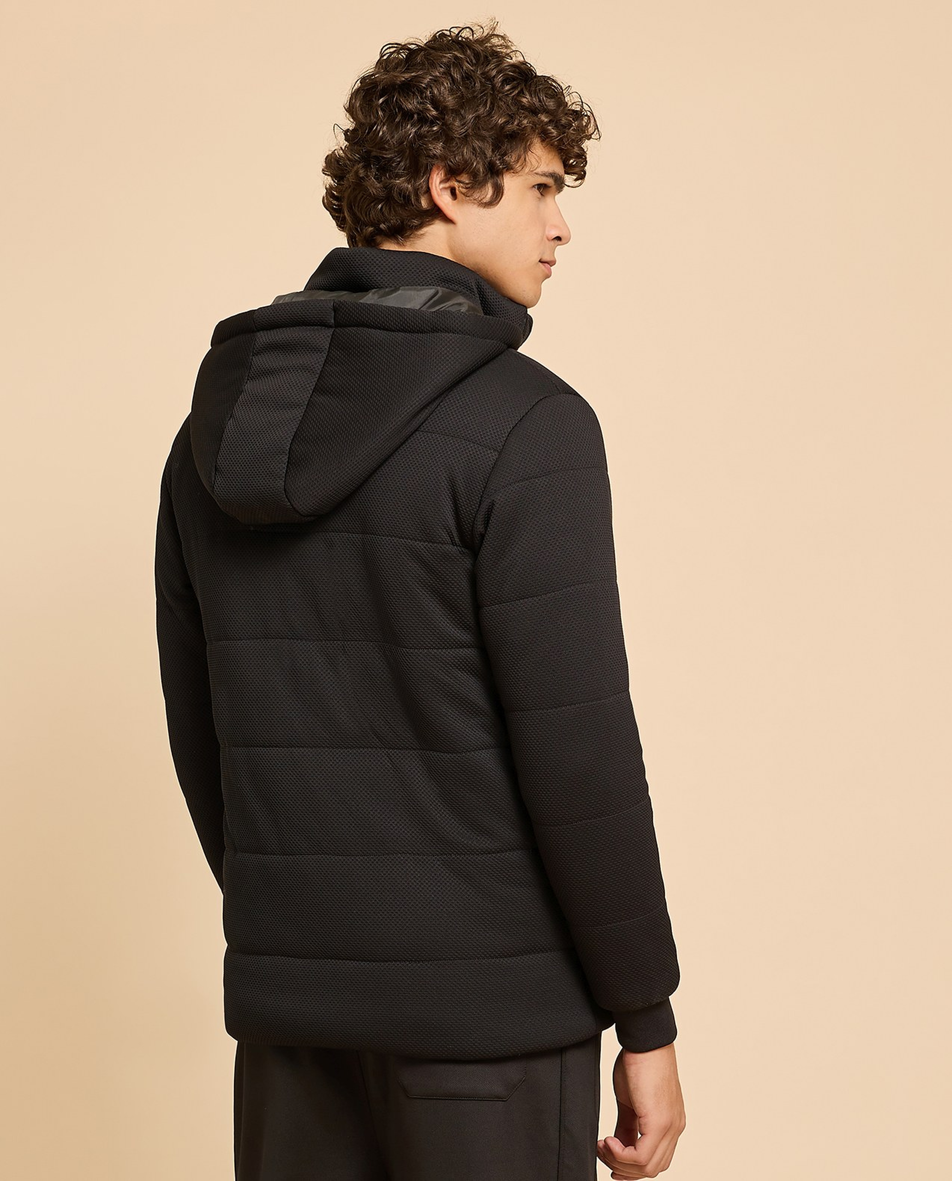 Hooded Puffer Jacket with Zipper Closure