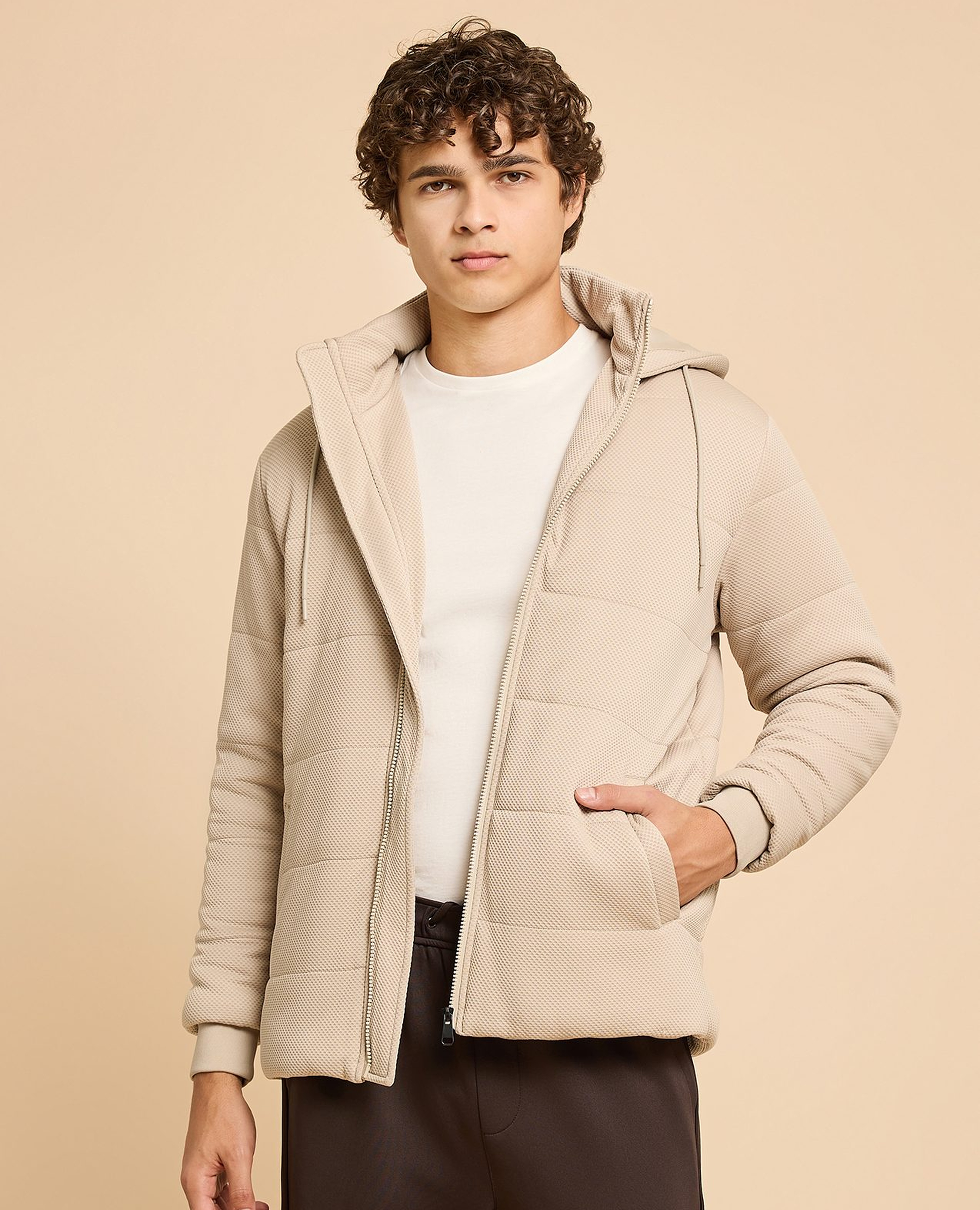 Hooded Puffer Jacket with Zipper Closure