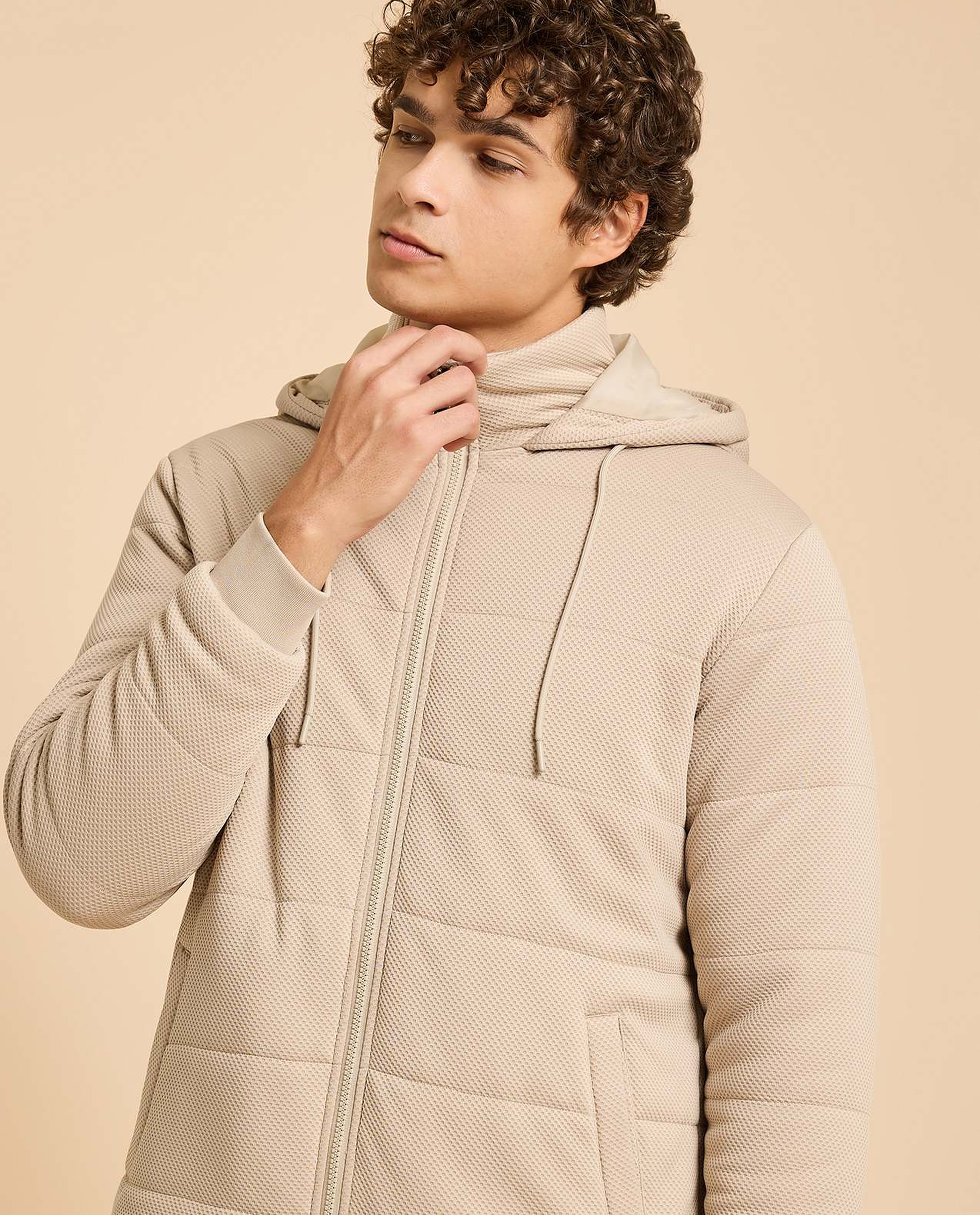 Hooded Puffer Jacket with Zipper Closure