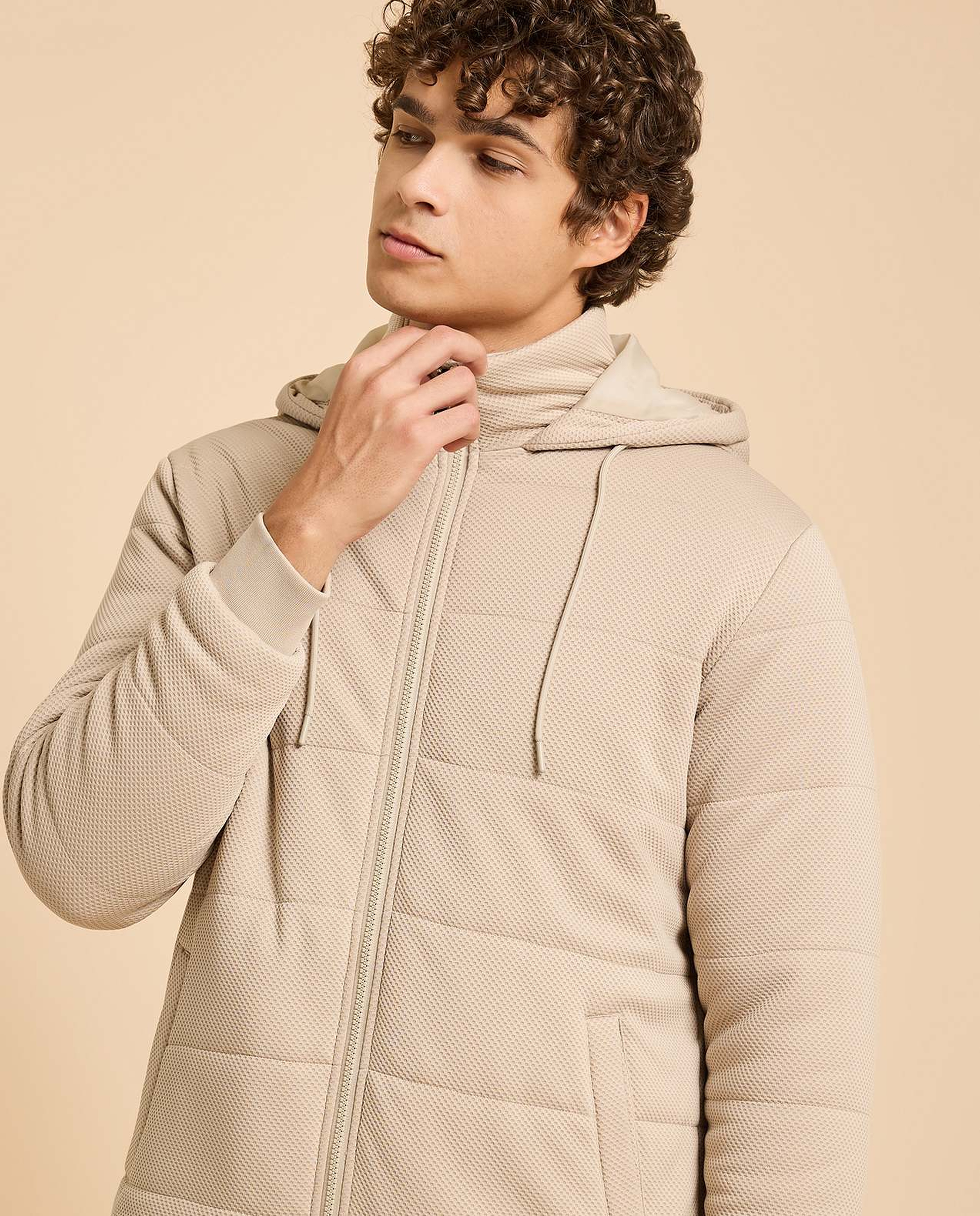 Hooded Puffer Jacket with Zipper Closure