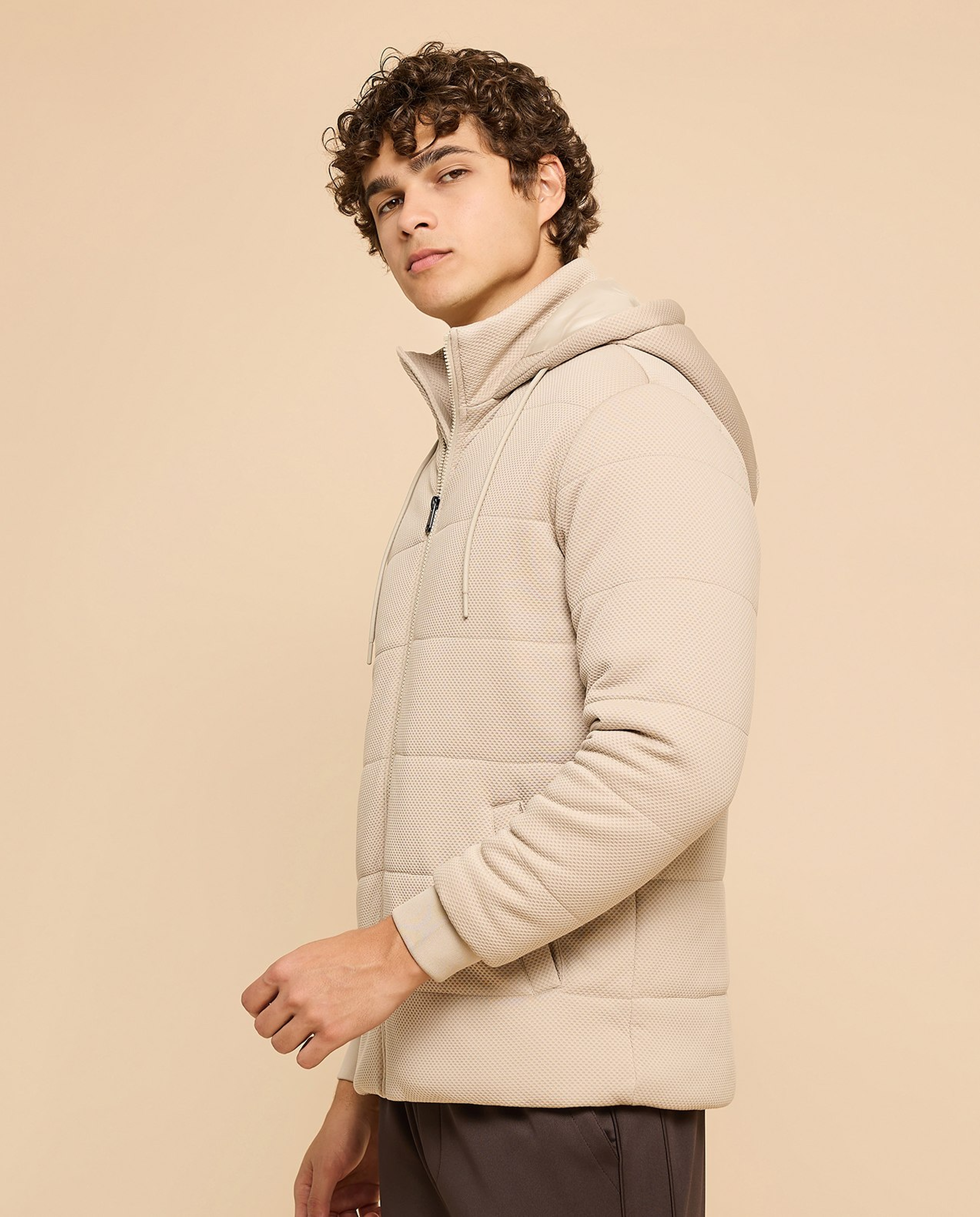 Hooded Puffer Jacket with Zipper Closure