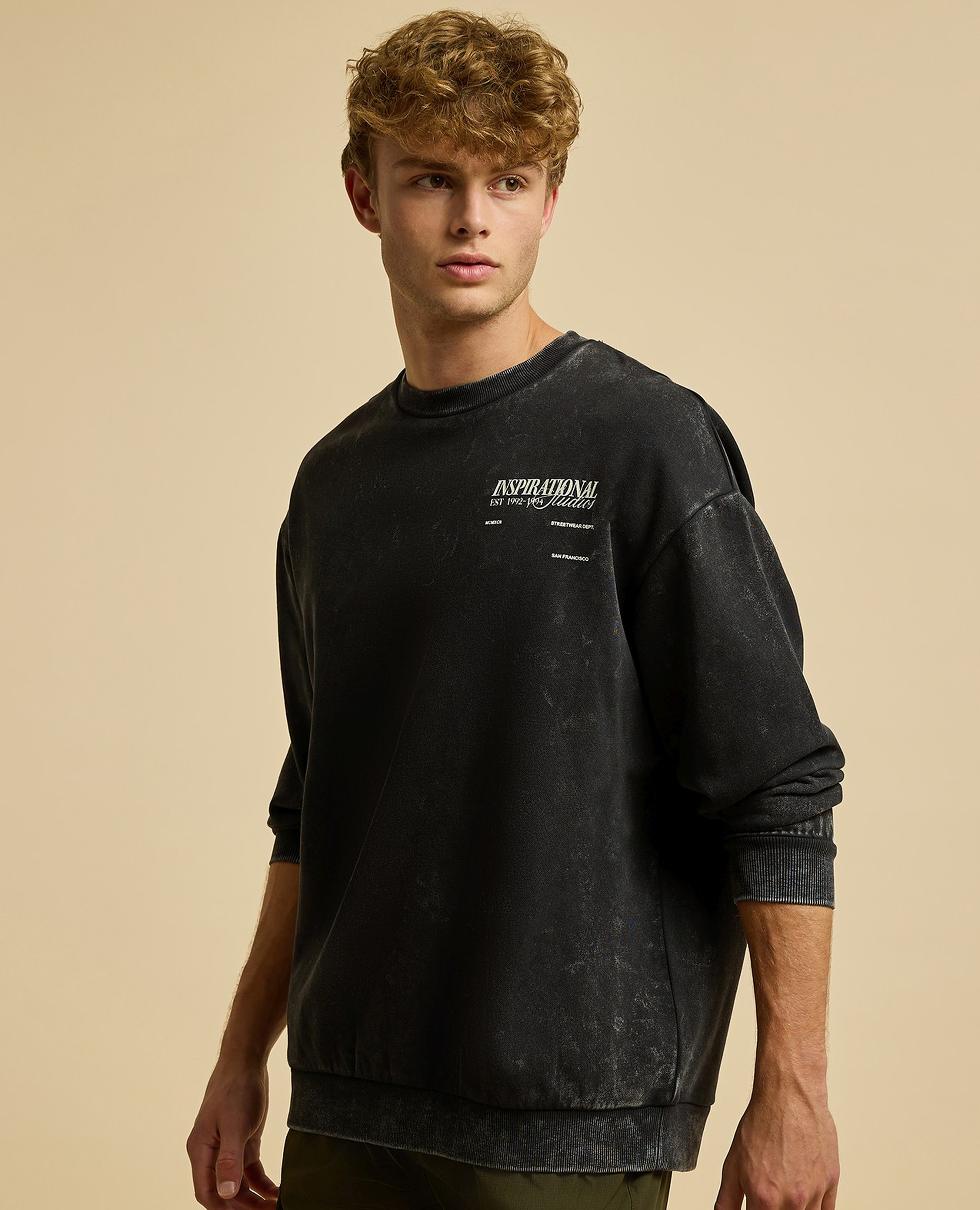 Embroidered Sweatshirt with Crew Neck and Long Sleeves