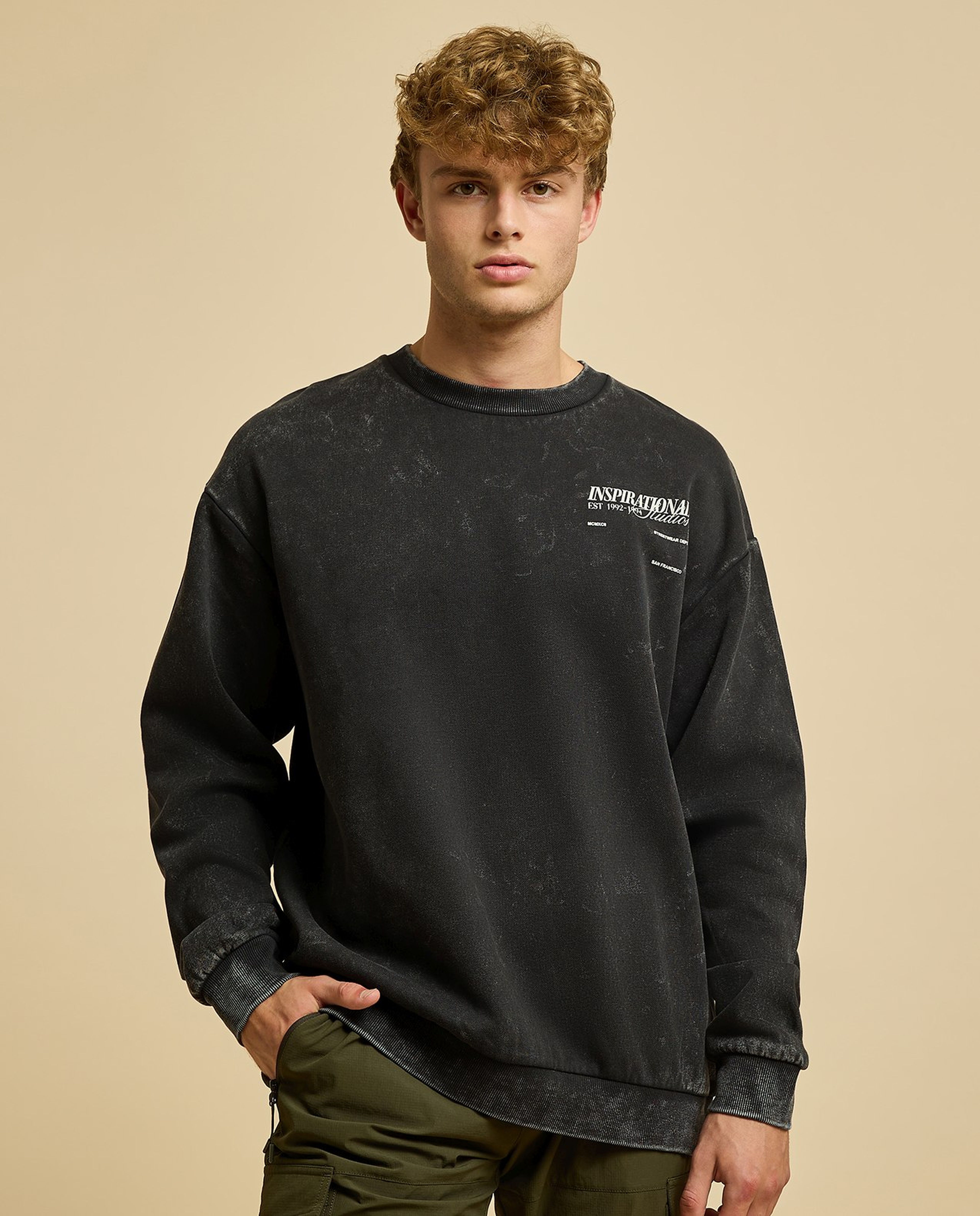 Embroidered Sweatshirt with Crew Neck and Long Sleeves