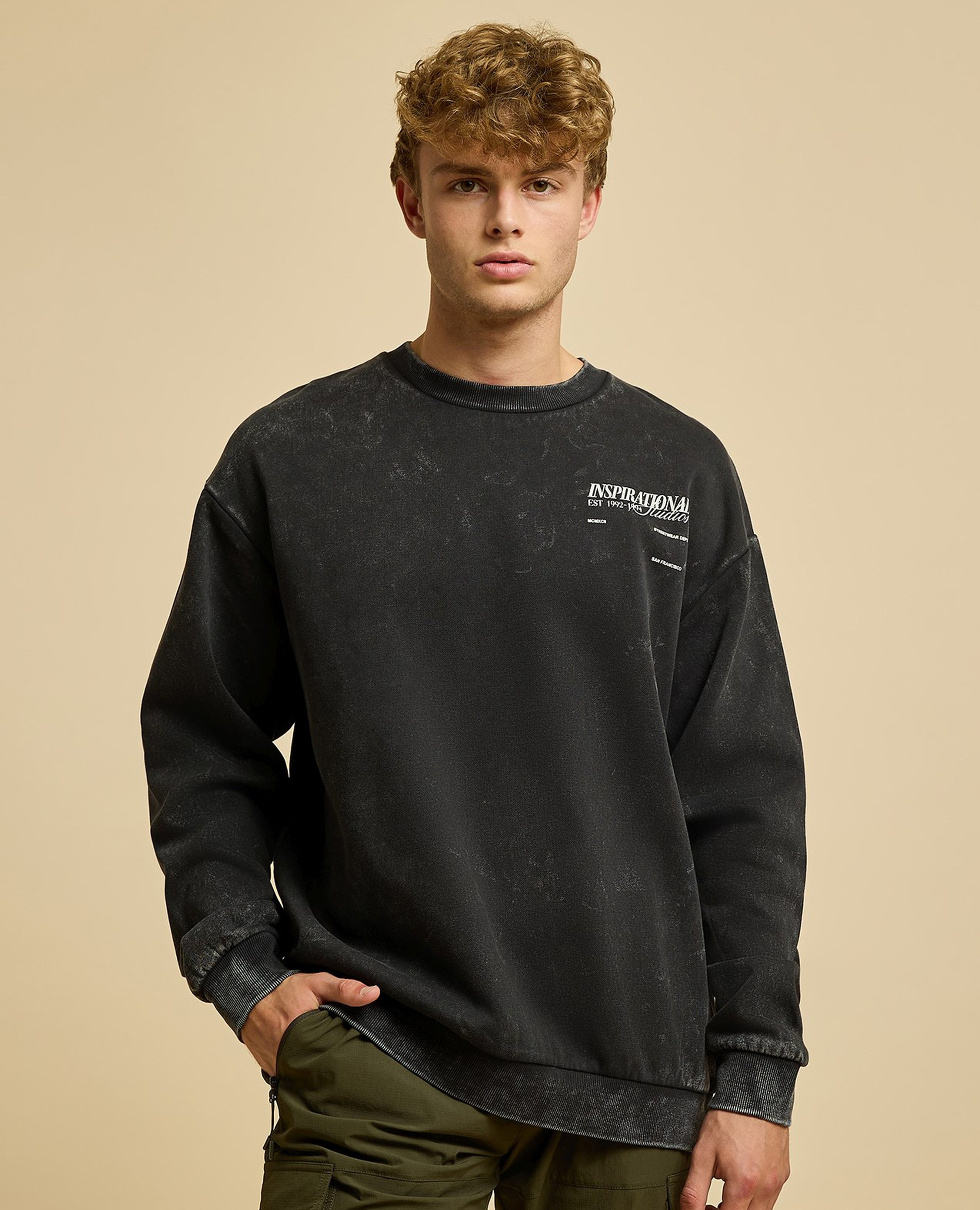 Embroidered Sweatshirt with Crew Neck and Long Sleeves