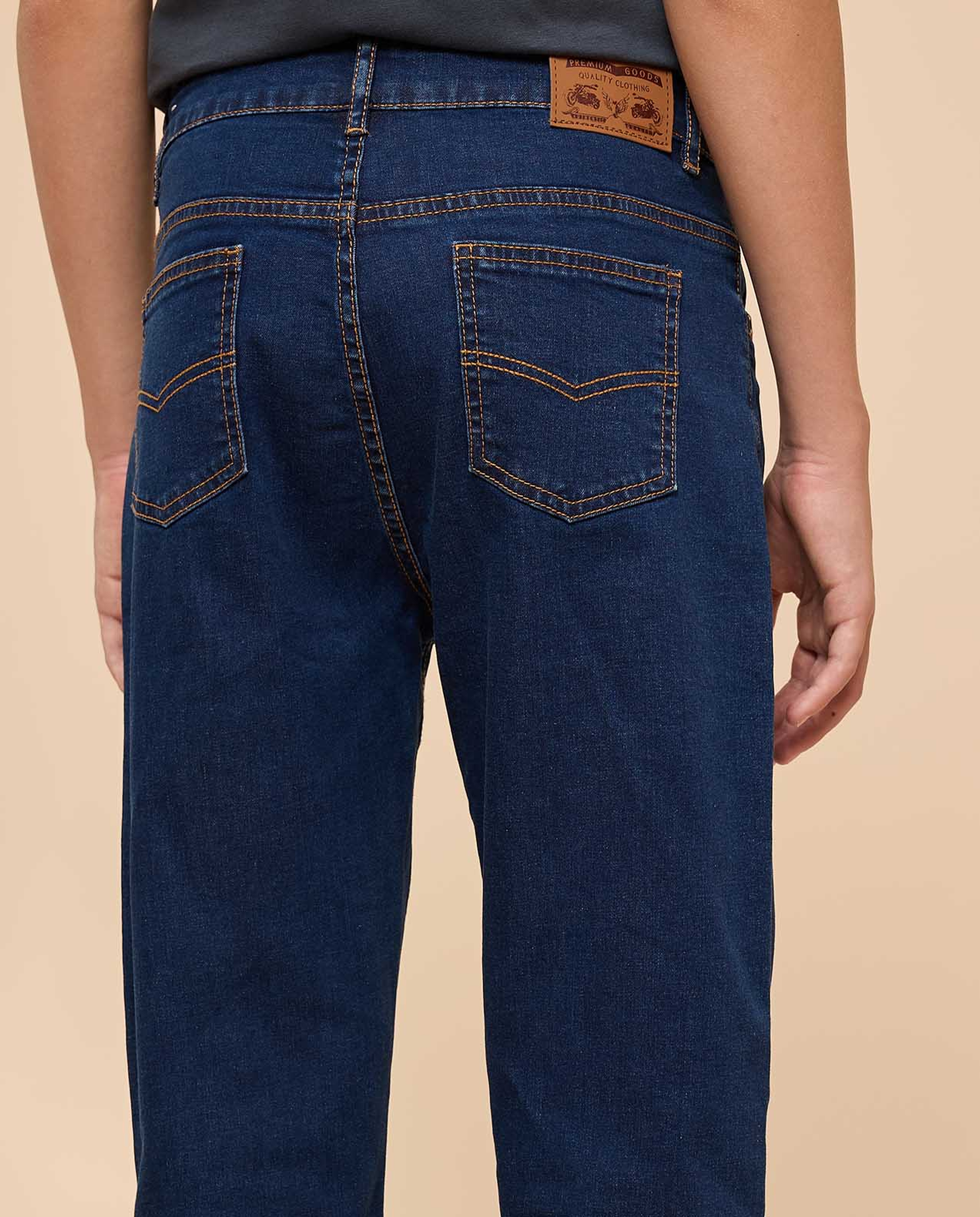 Faded Straight Fit Jeans with Button Closure