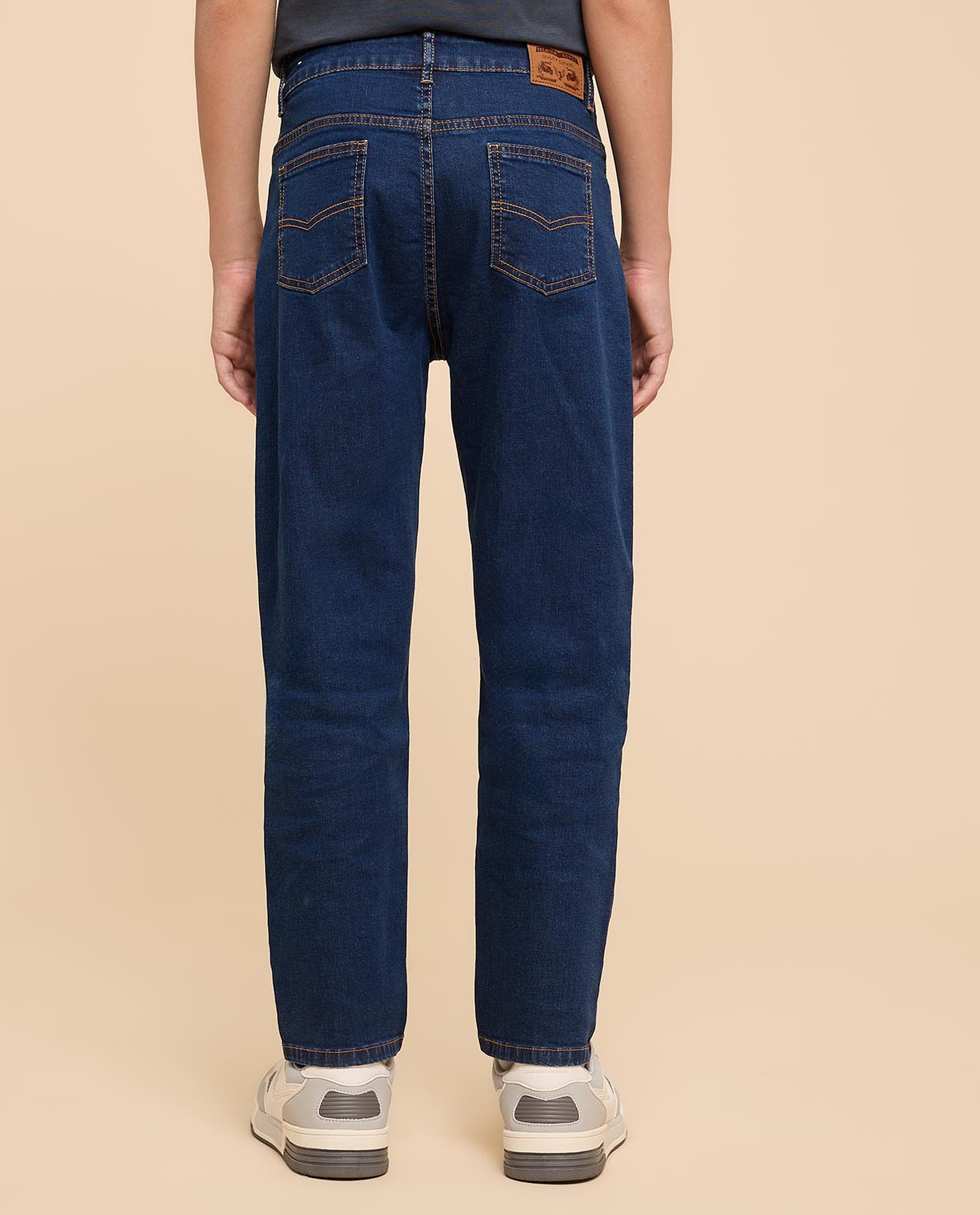 Faded Straight Fit Jeans with Button Closure