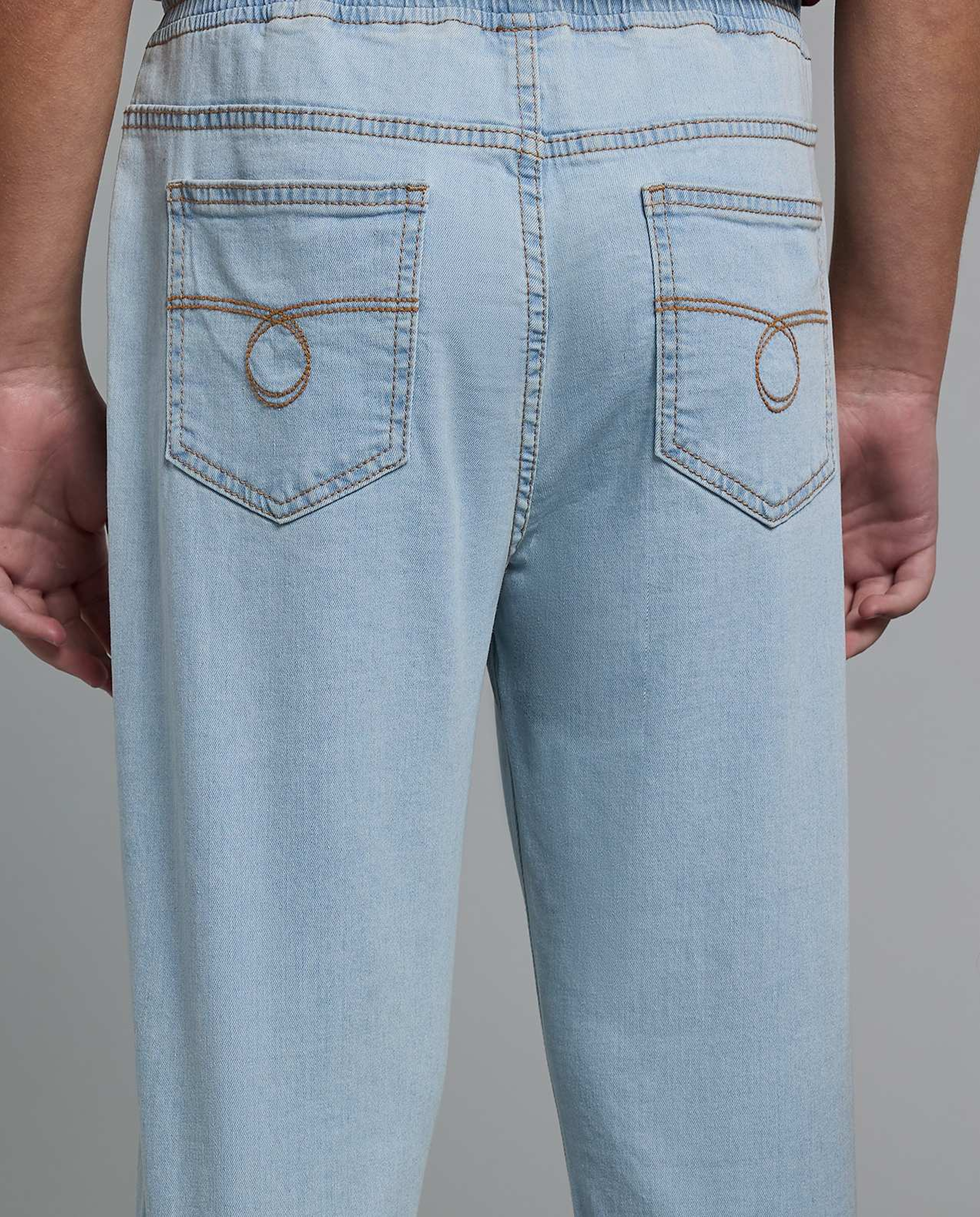 Washed Jogger Jeans with Drawstring Waist