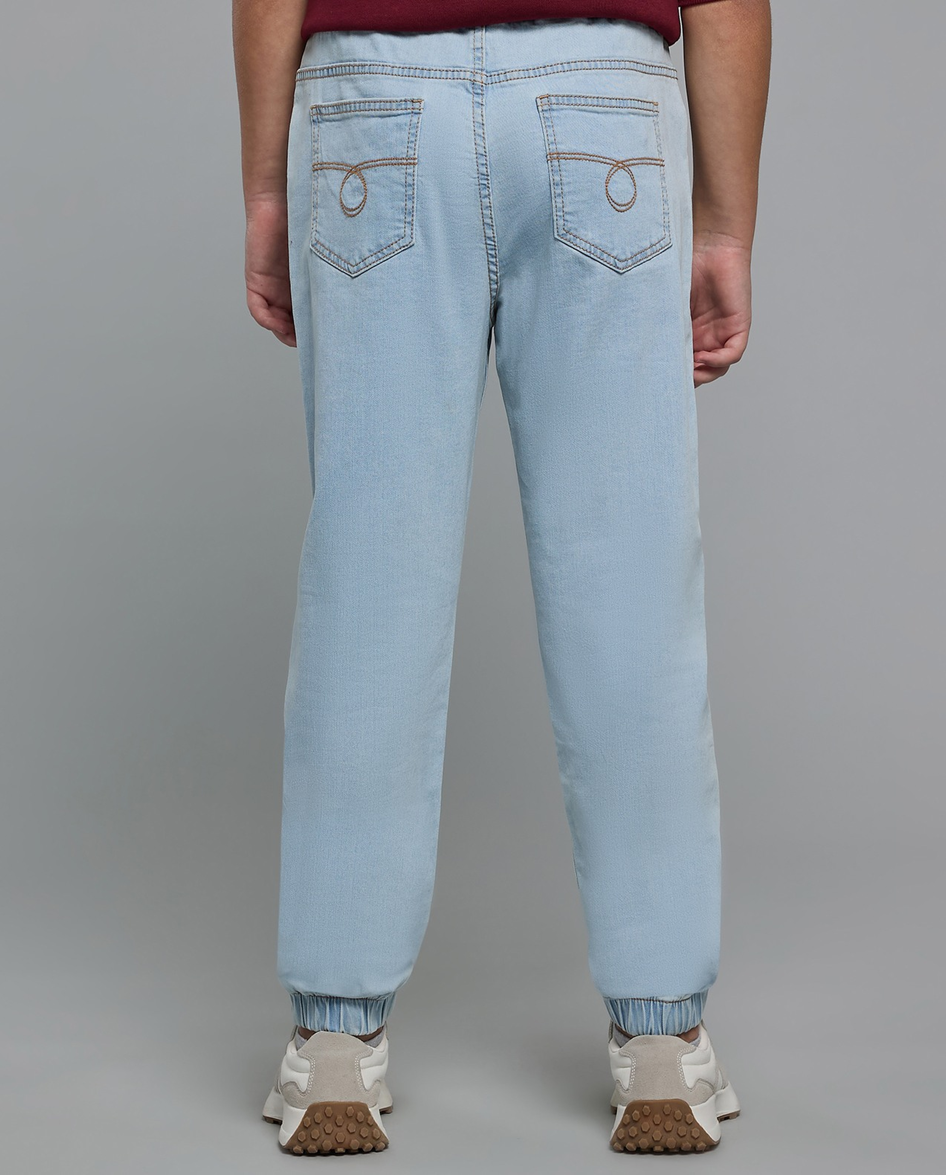 Washed Jogger Jeans with Drawstring Waist