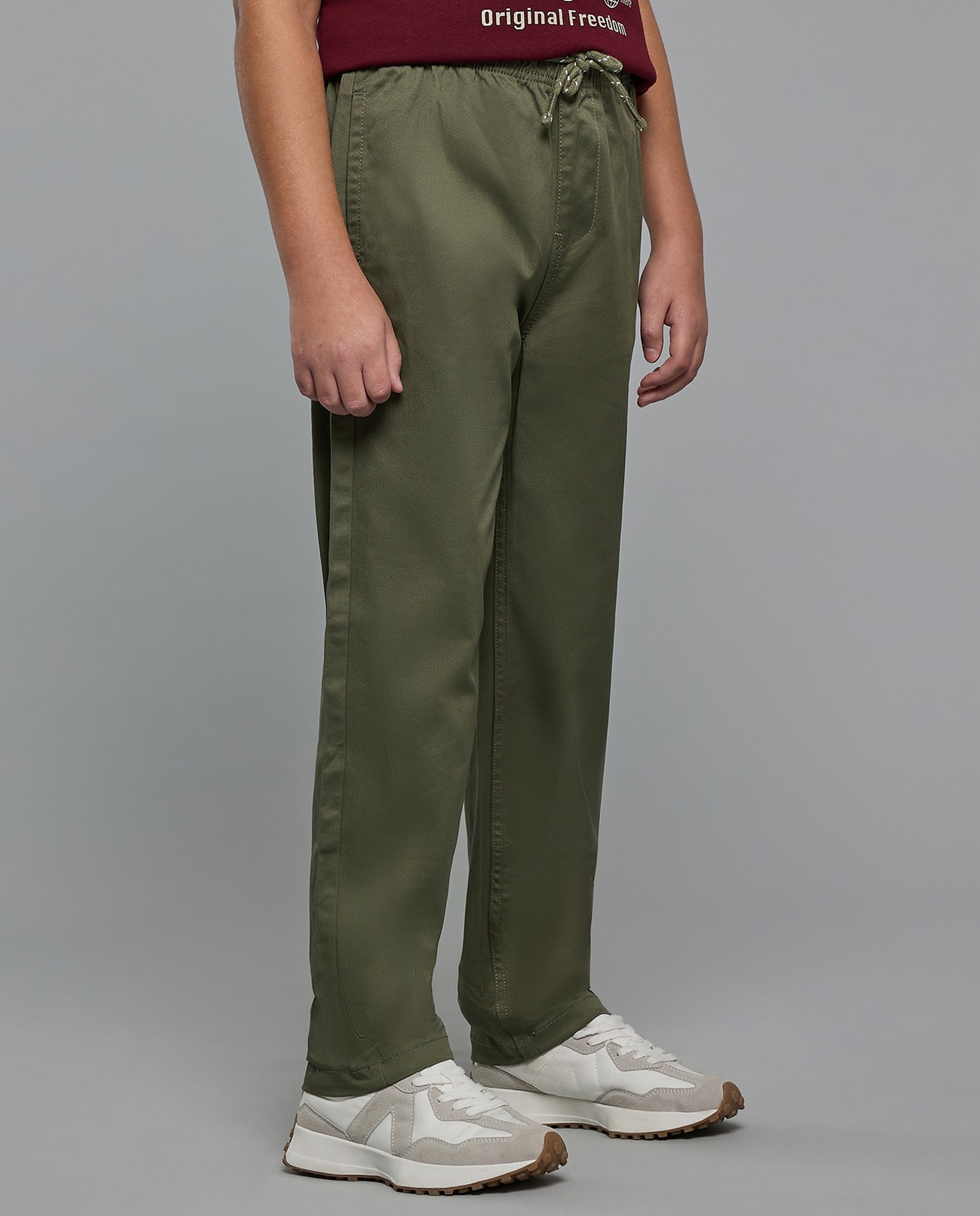 Solid Woven Pants with Drawstring Waist