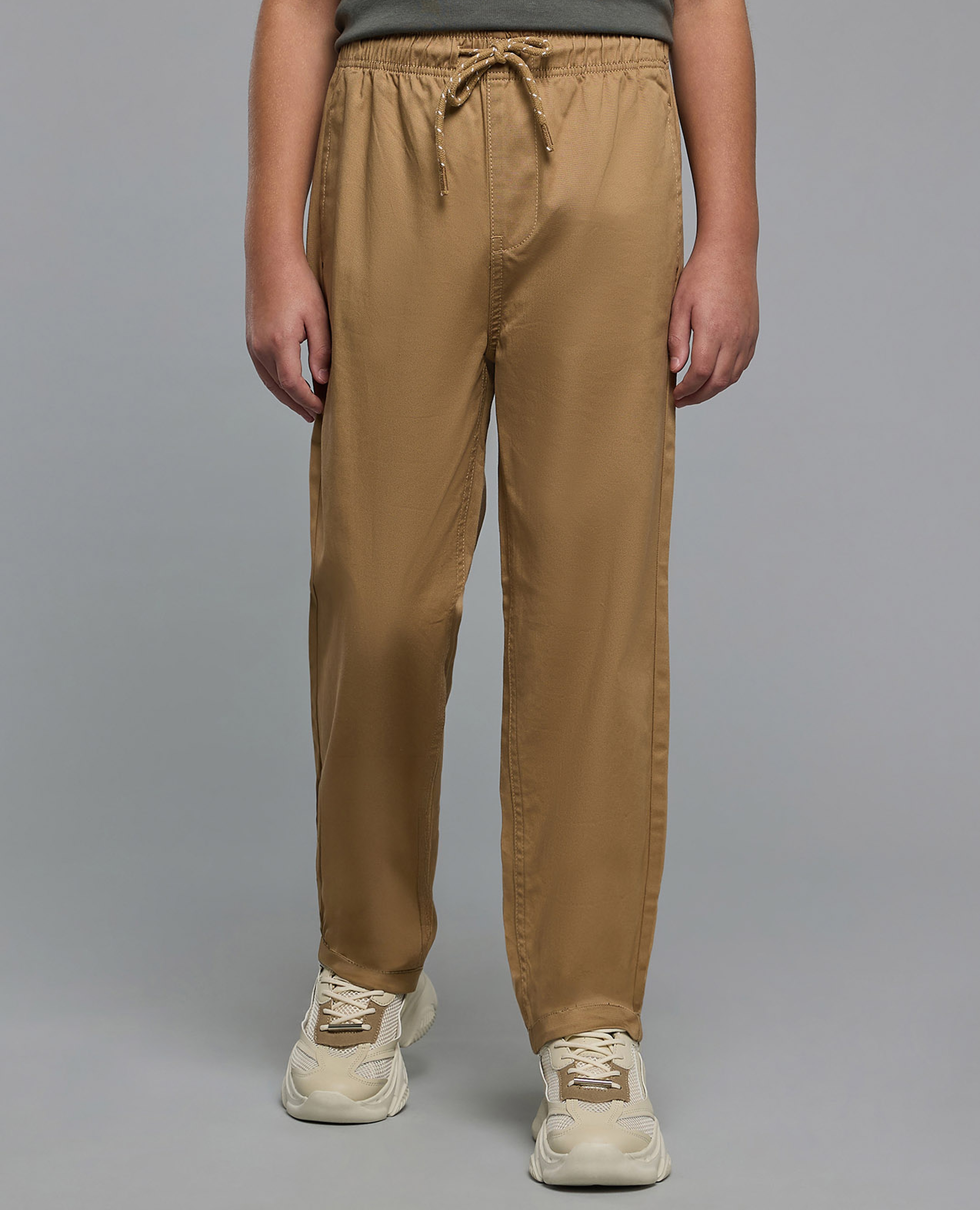 Solid Woven Pants with Drawstring Waist