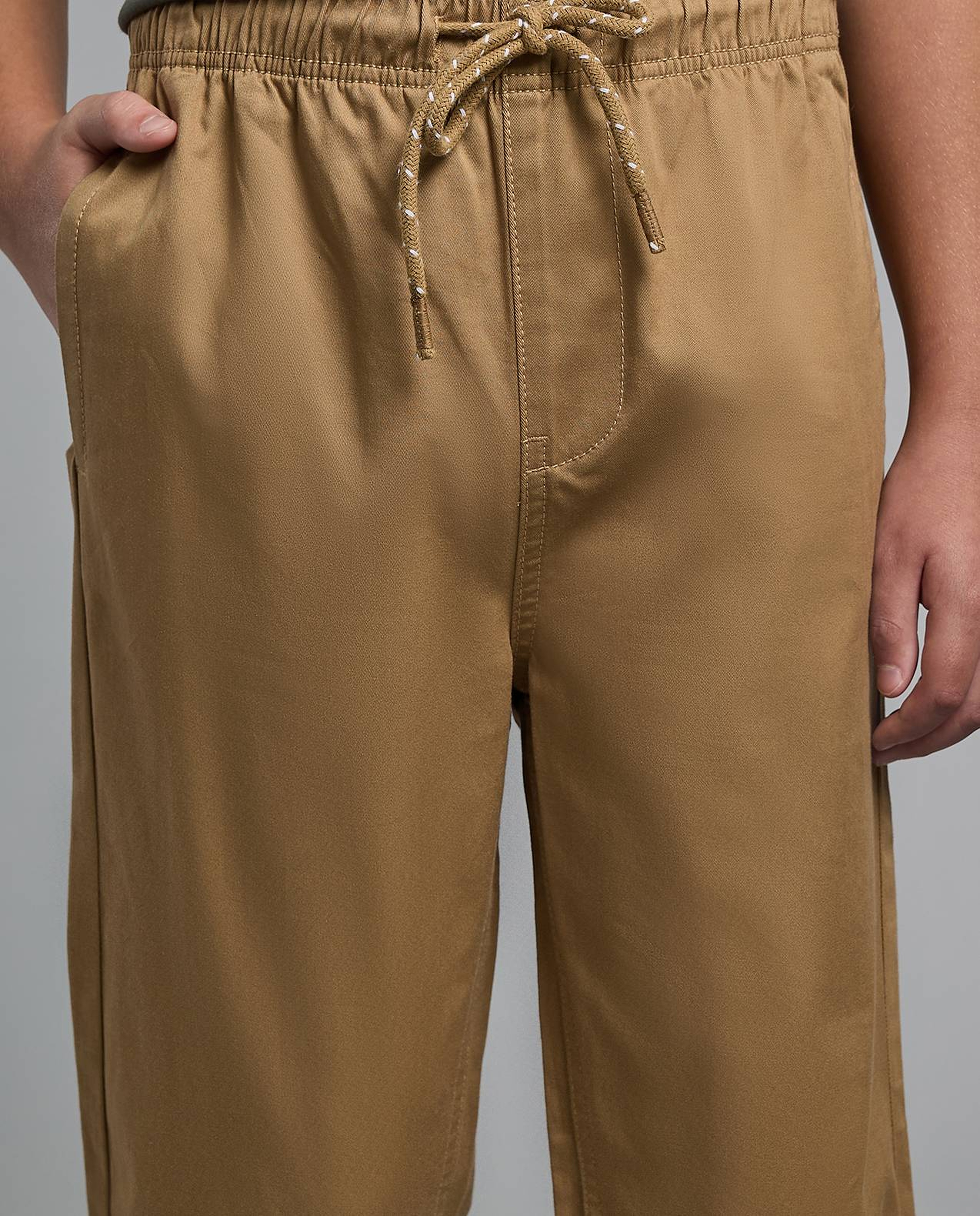 Solid Woven Pants with Drawstring Waist