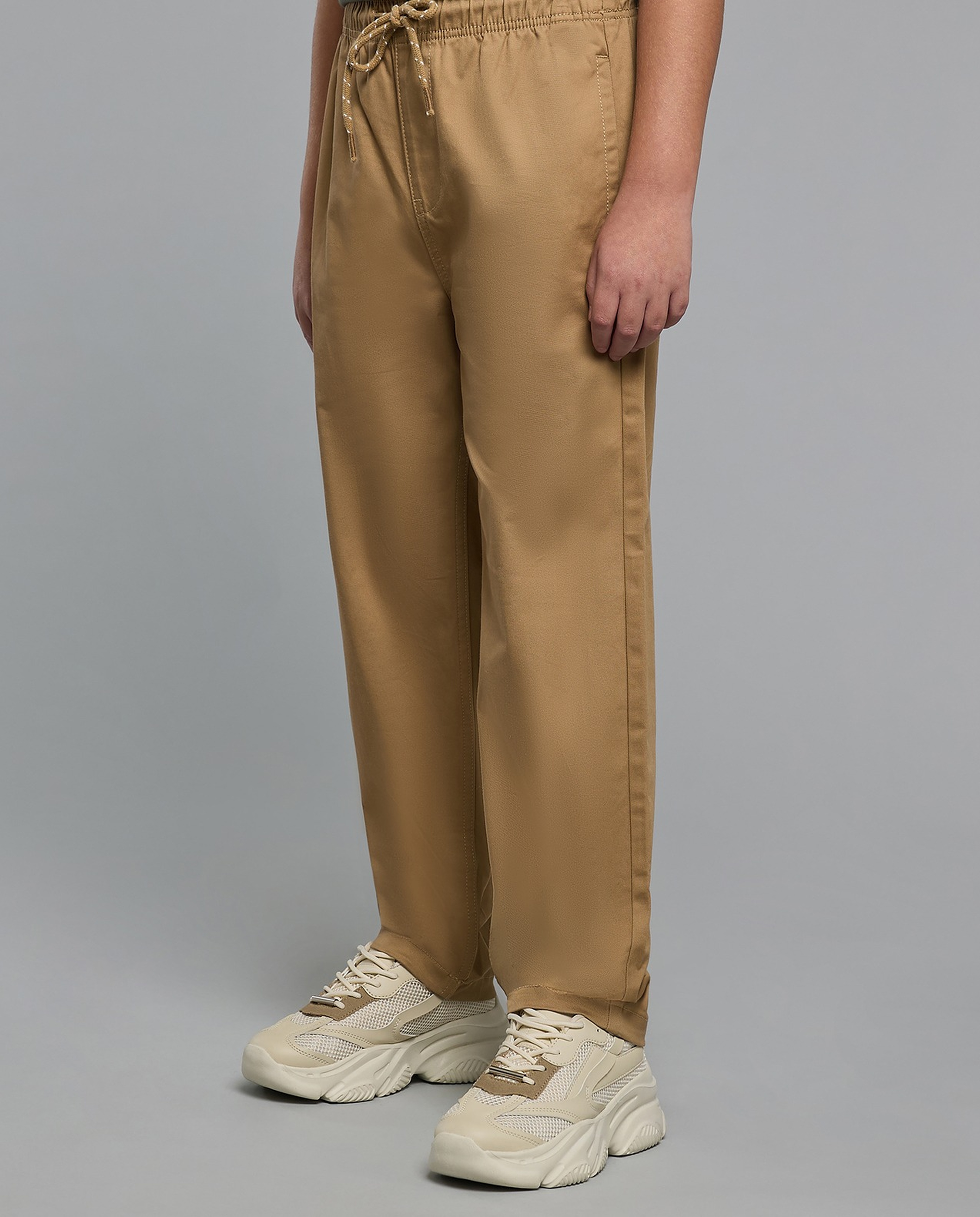 Solid Woven Pants with Drawstring Waist