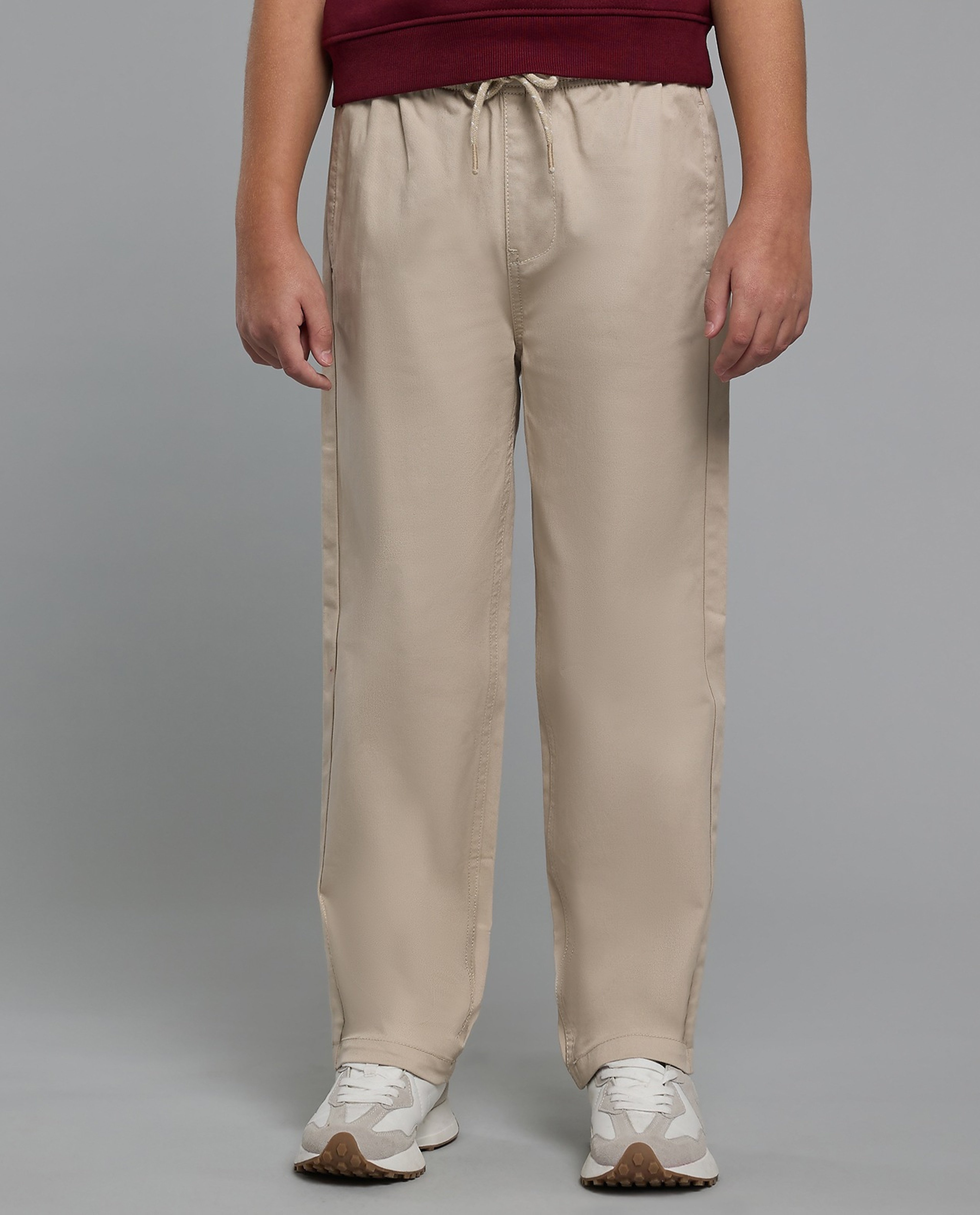 Solid Woven Pants with Drawstring Waist