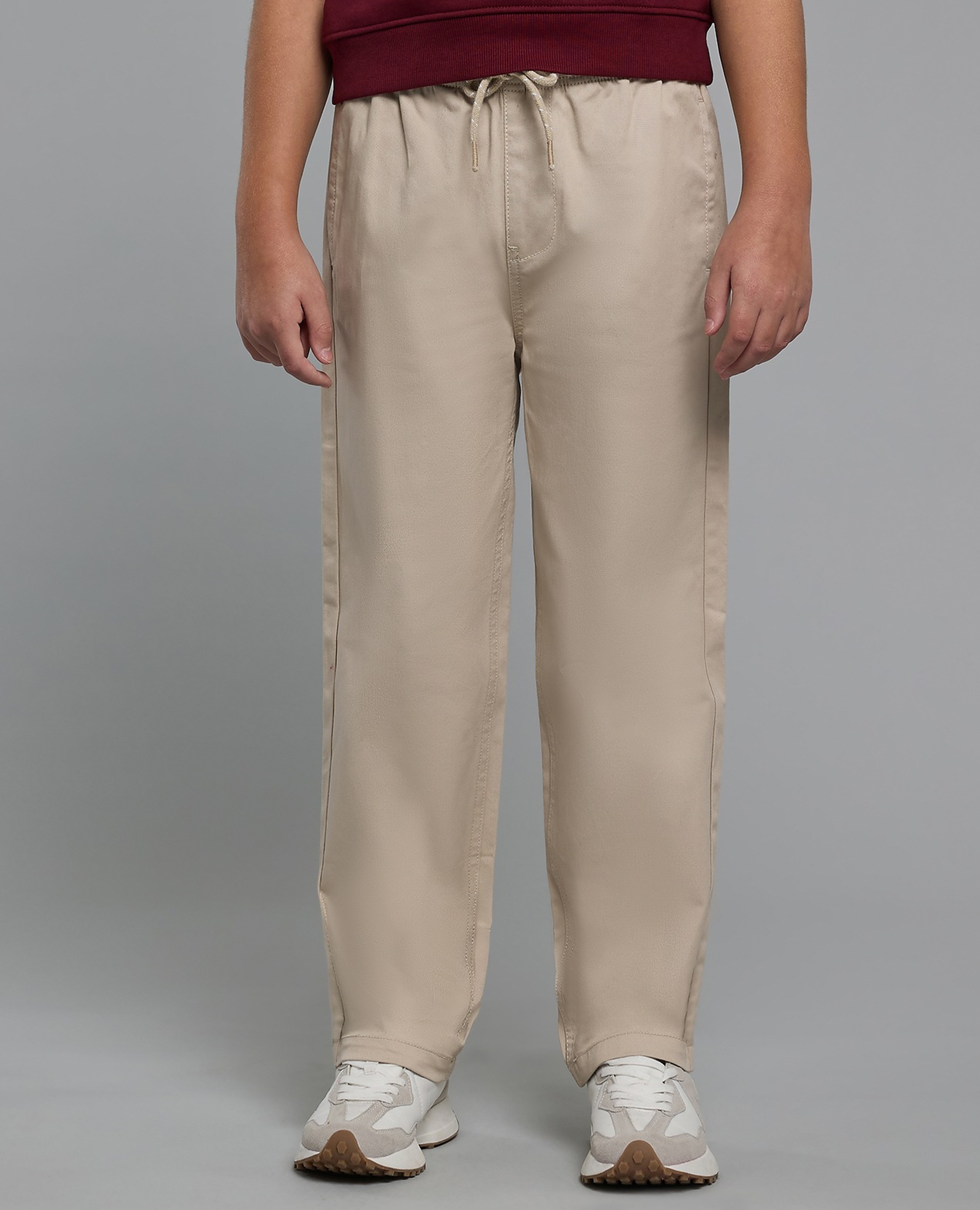 Solid Woven Pants with Drawstring Waist