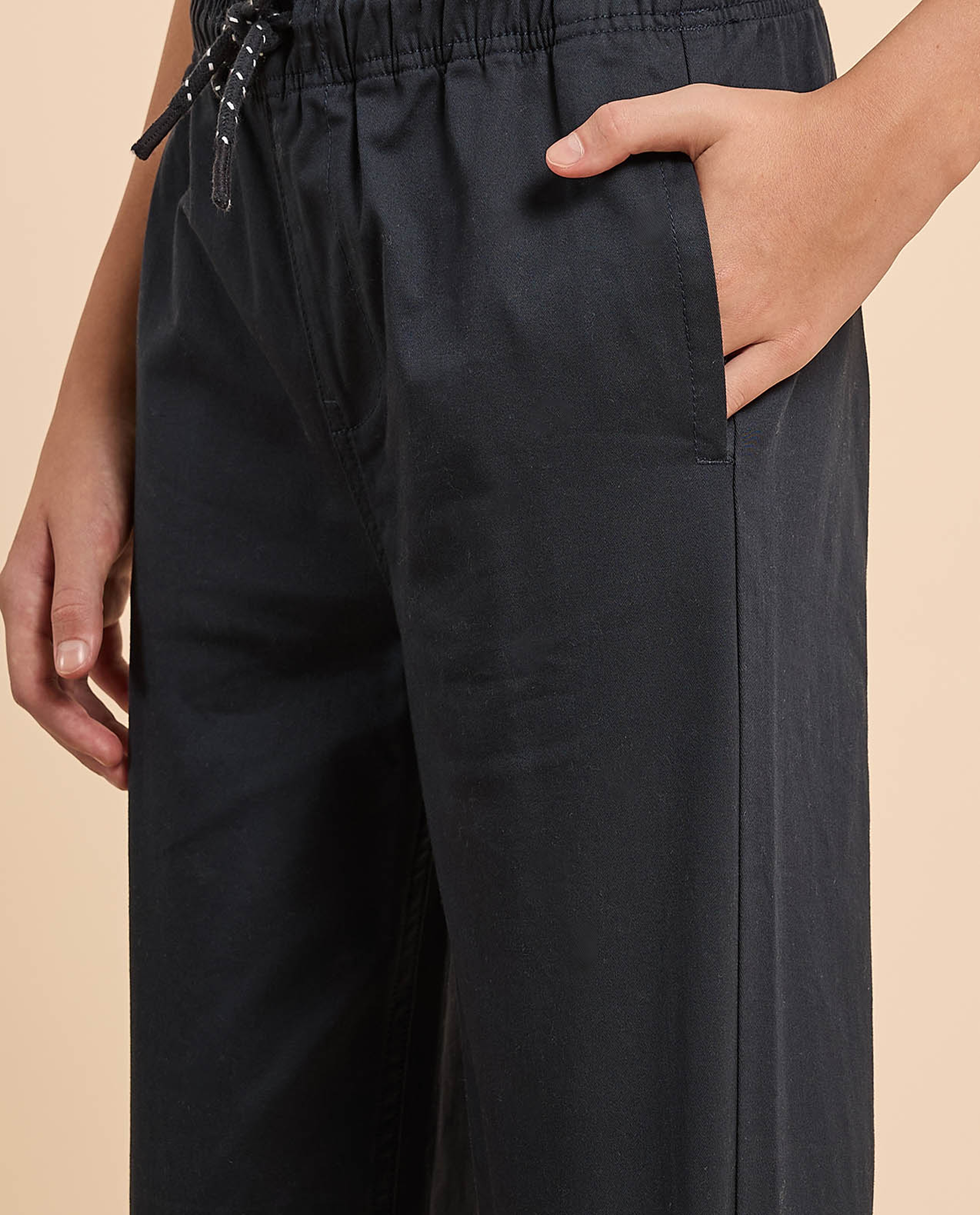 Solid Woven Pants with Drawstring Waist