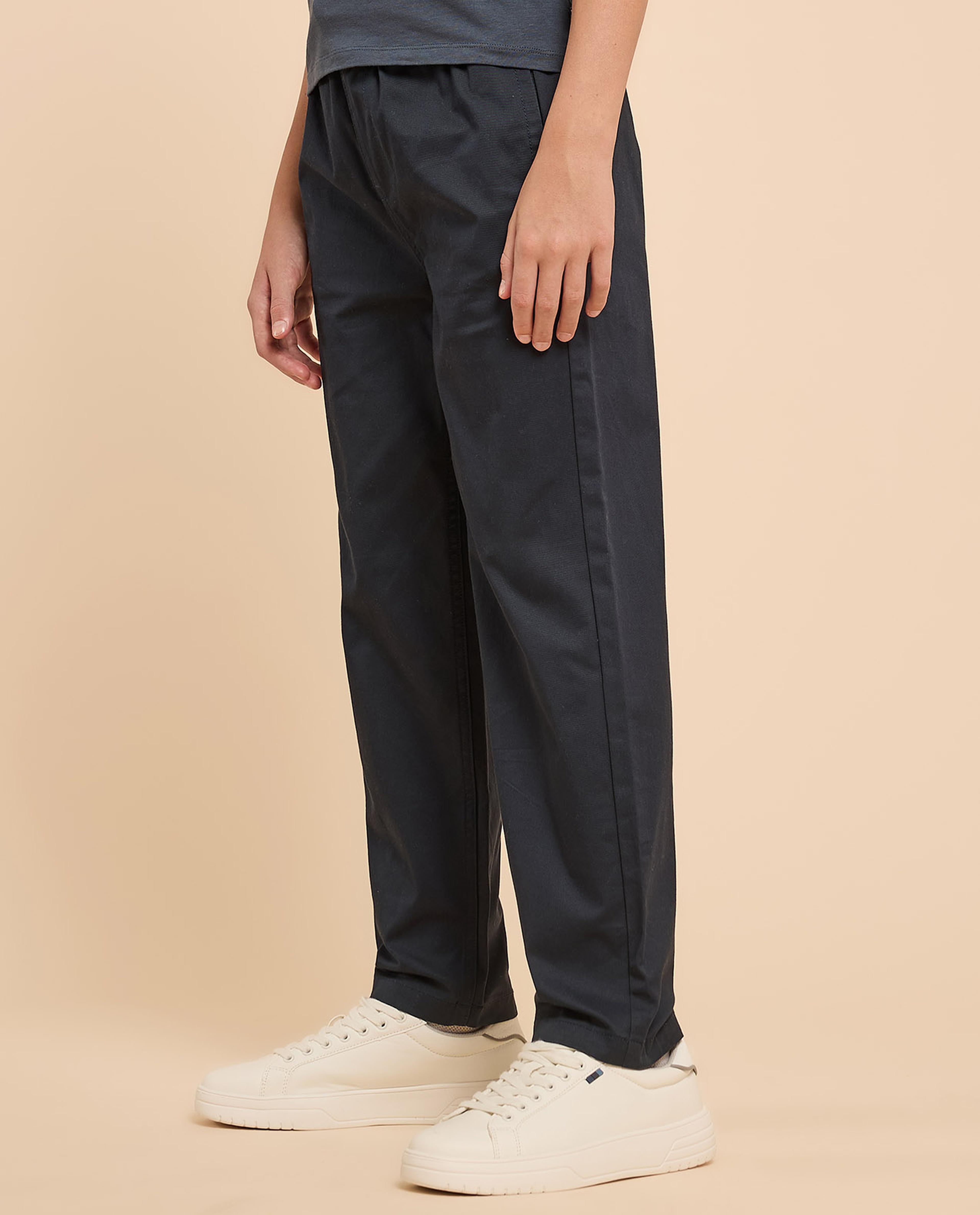 Solid Woven Pants with Drawstring Waist