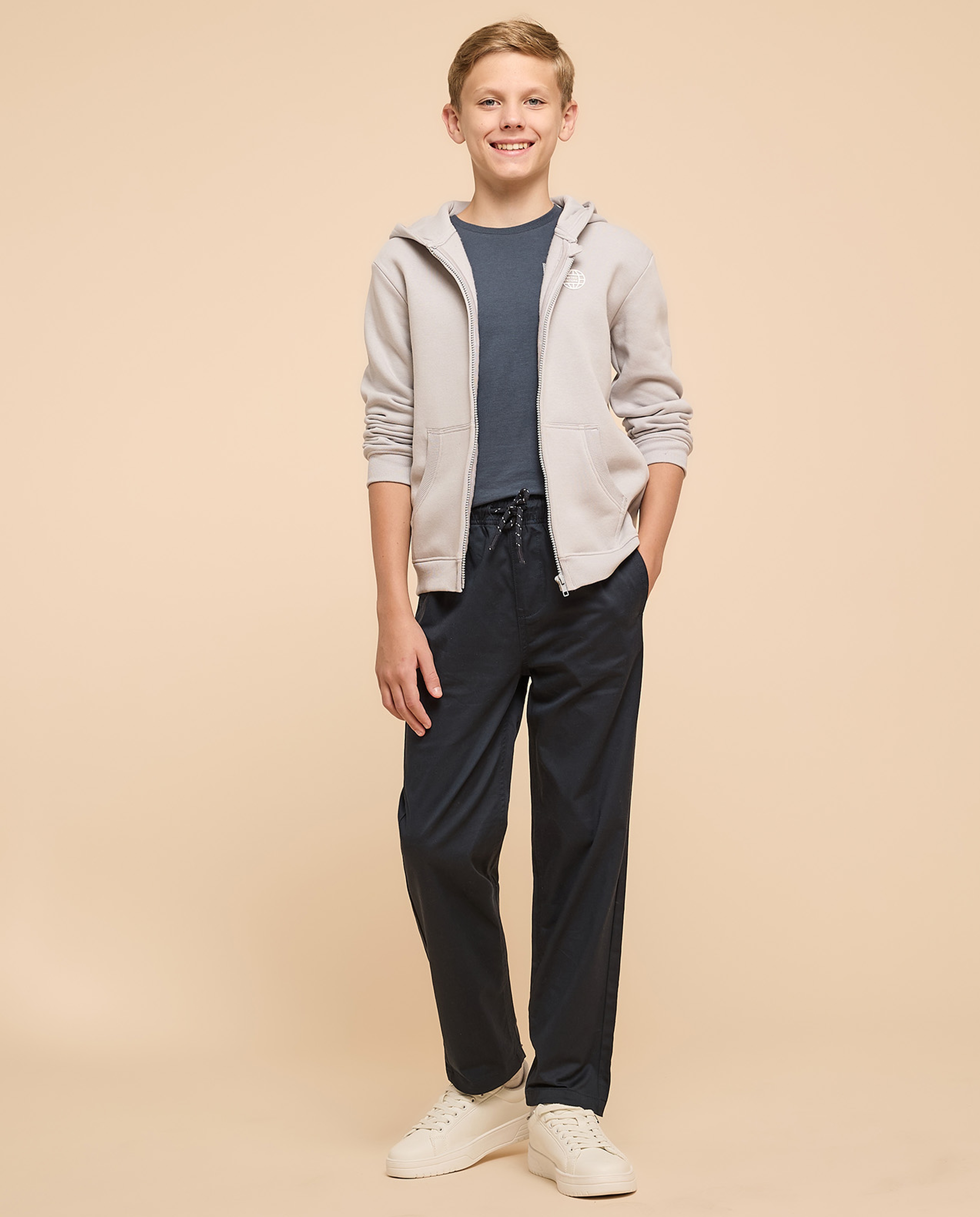 Solid Woven Pants with Drawstring Waist