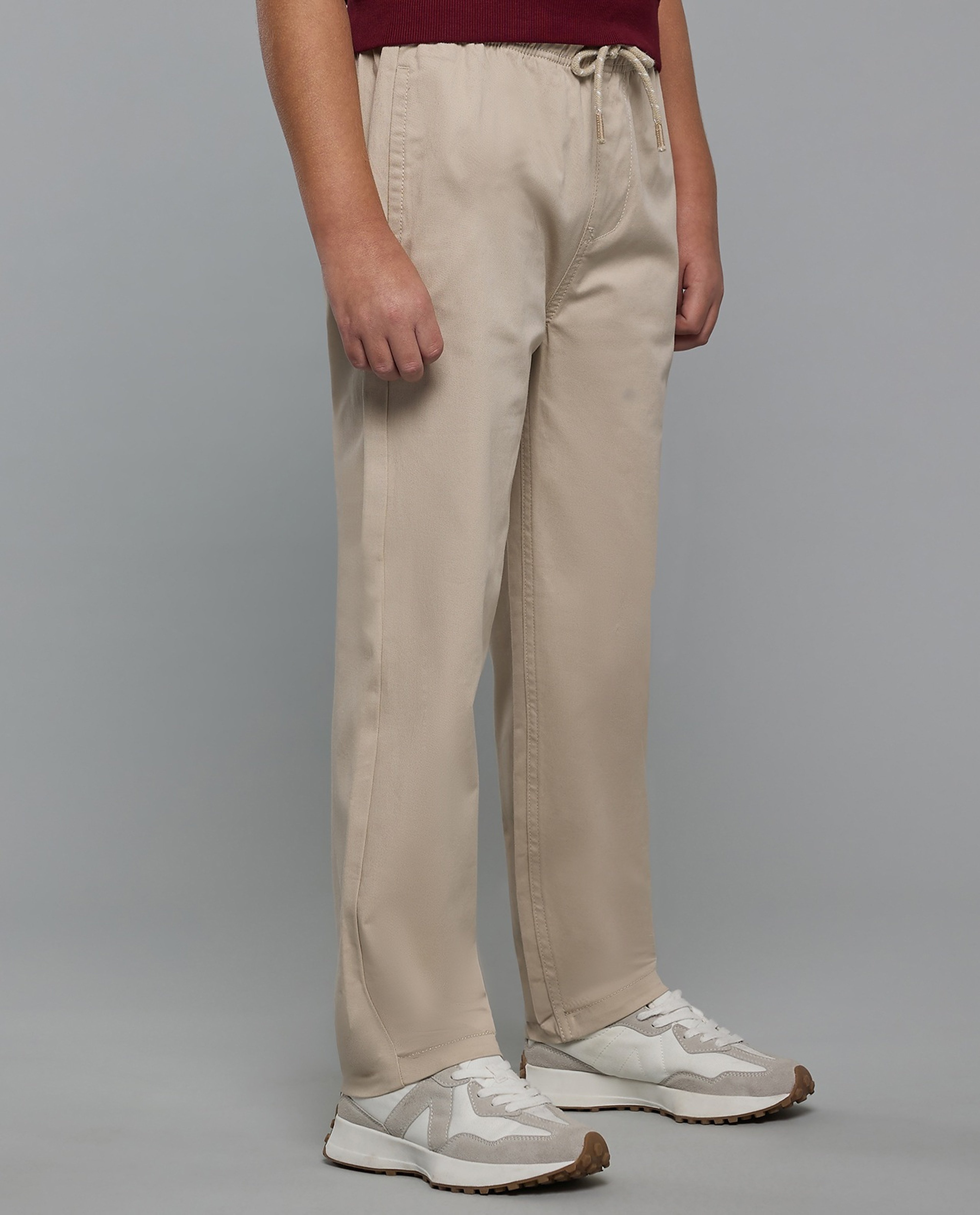 Solid Woven Pants with Drawstring Waist